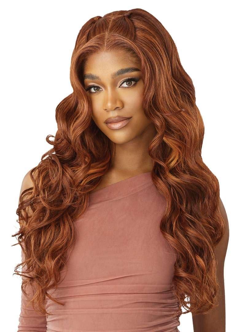 Outre Outre 5X5 Lace Closure Wig - Human Hair Blend - Glam Curls 24\" (GINGER COPPER KISS)