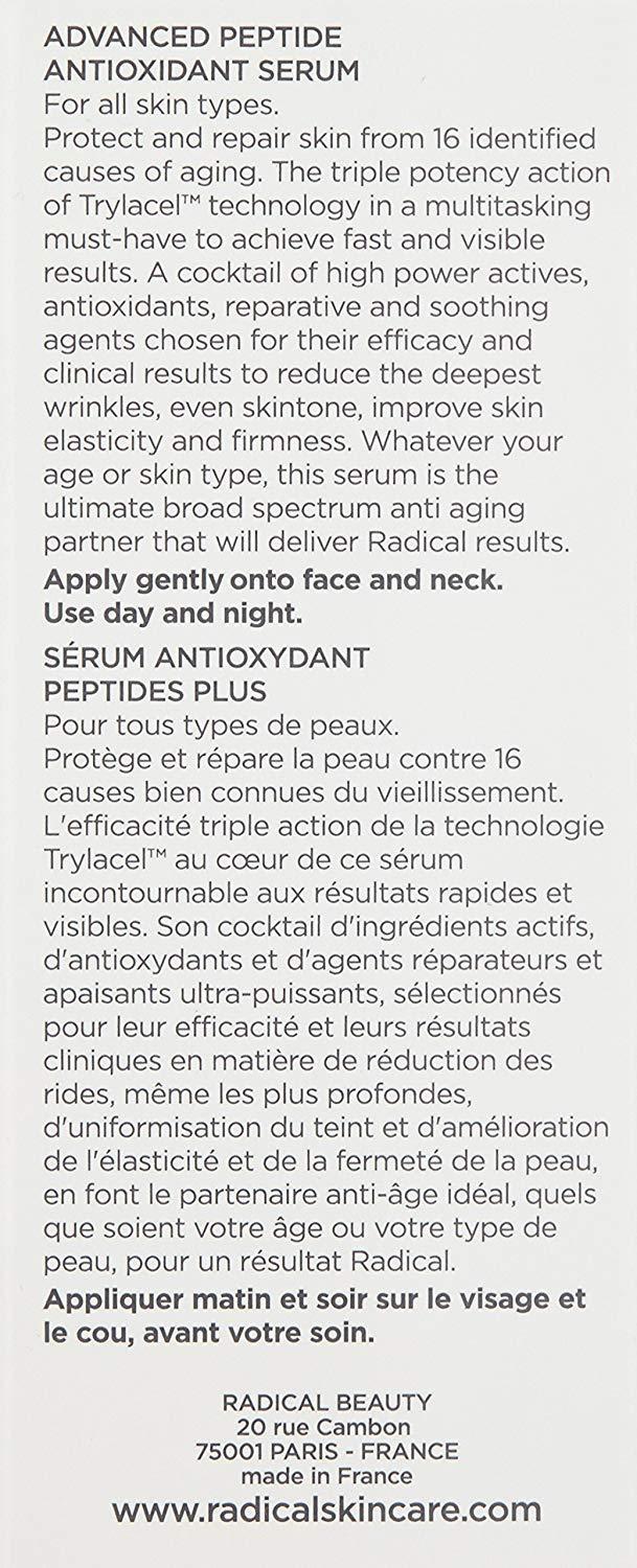 Radical Skincare Radical Skincare Advanced Peptide Serum - Repairs and Smooths Skin to Reduce the Appearance of Wrinkles & Boosts Elasticity - For All Skin Types - Paraben Free - Assured Results (1 Fl Oz)