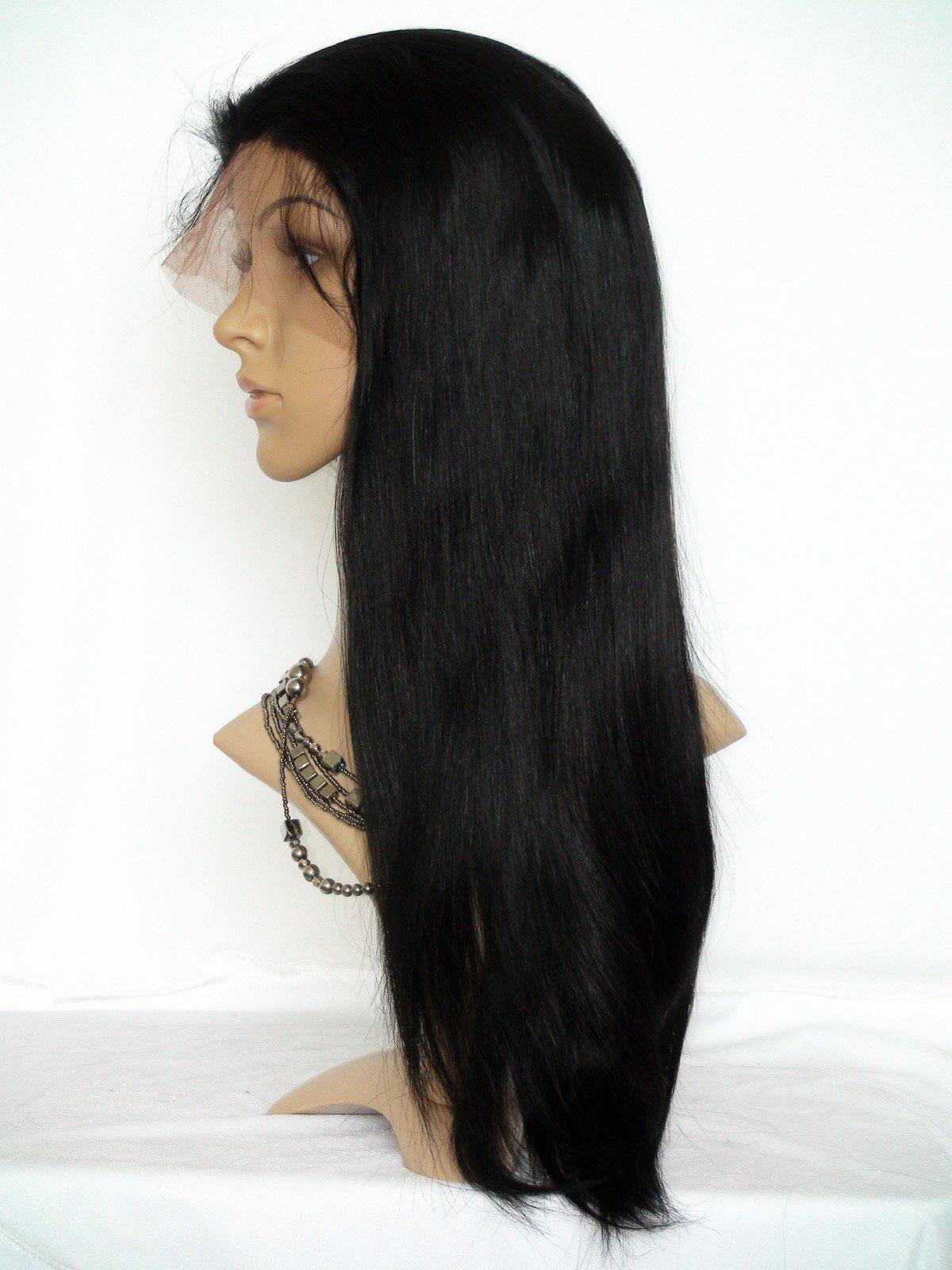 DaJun Wholesale 8" Lace Front Wigs Human Hair With Baby Hair Chinese Virgin Remy Human Hair Natural Straight Color #1 Jet Black