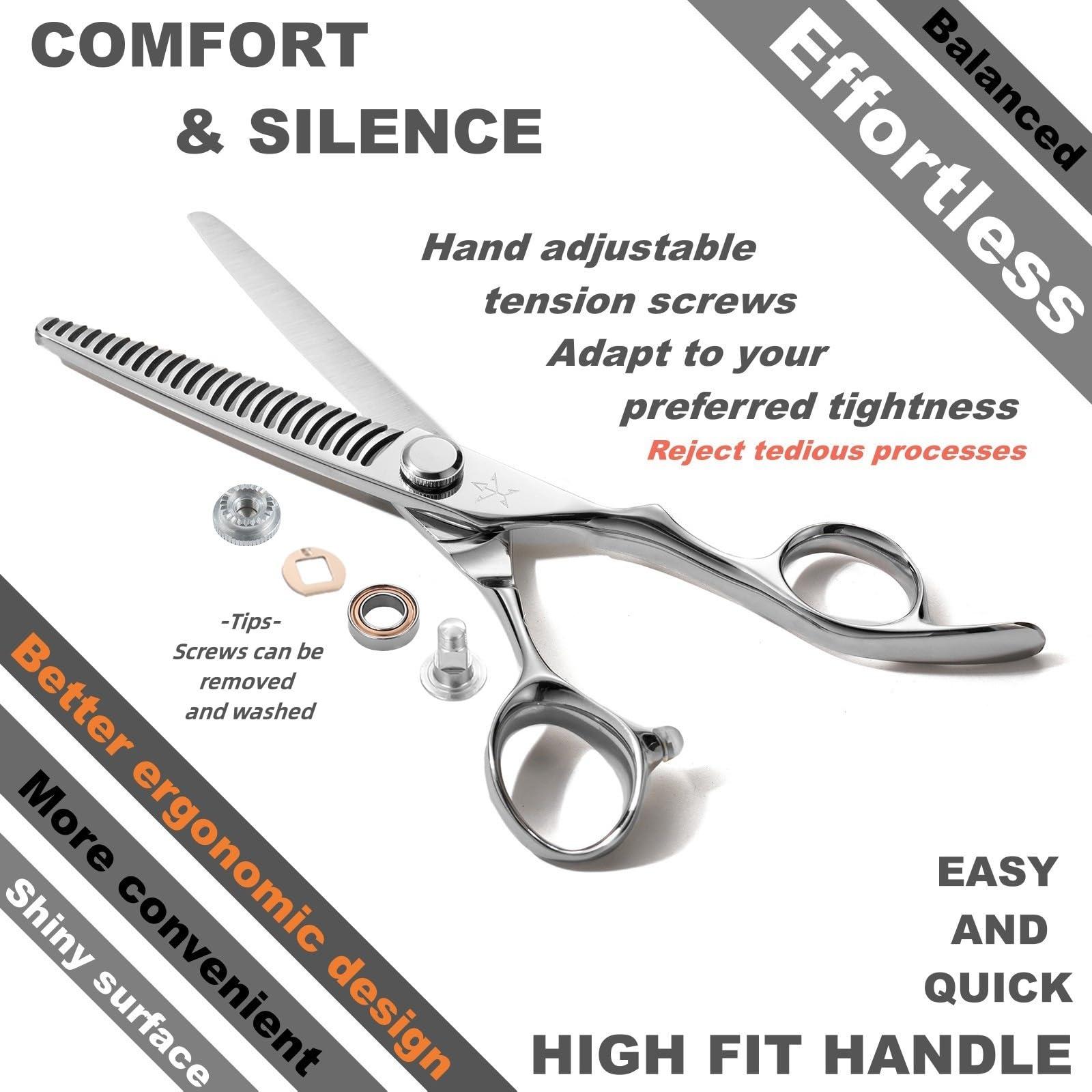 Fengliren Fengliren High-end Professional Hair Cut Thinning Scissors Hair Cutting Teeth Shears Barber Hairdressing Texturizing Scissor Extremely Very Sharp 6 Inch 440C Stainless Steel For Men Women Salon & Home