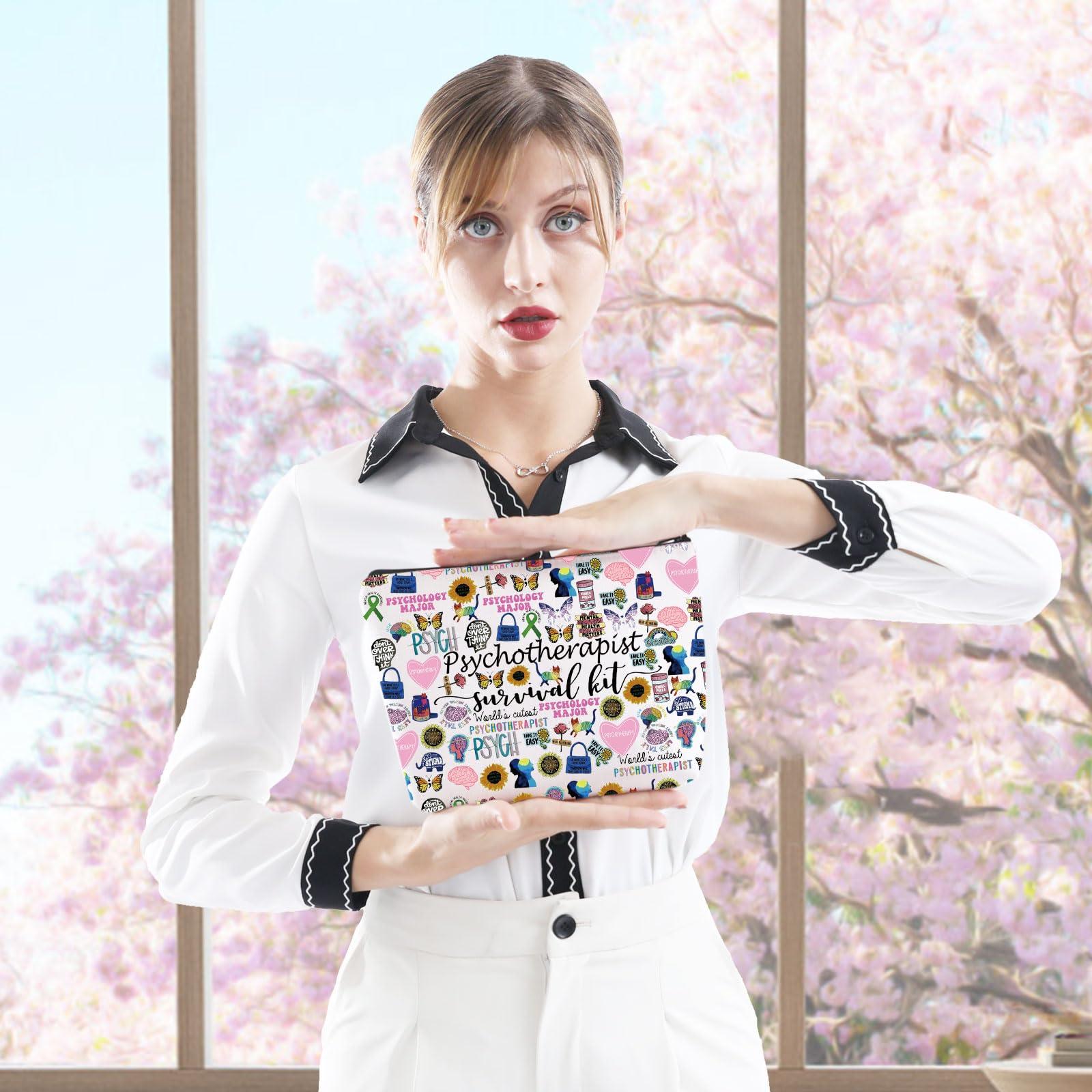 GJTIM Psychotherapist Gift Mental Health Therapist Cosmetic Bag Psychotherapist Survival Kit for Psychological Counselor Teacher (Psychotherapist Bag)