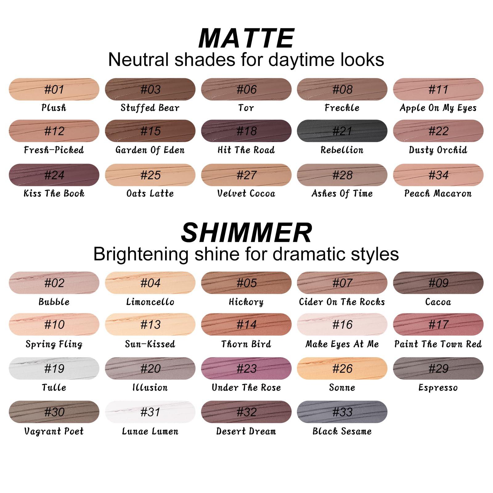 FOCALLURE FOCALLURE No Crease Eyeshadow Stick, Creamy Eye Shadow Stick, Matte & Shimmer Eyeshadow Pencil, Smudge-proof, Built-in Smudger, REBELLION