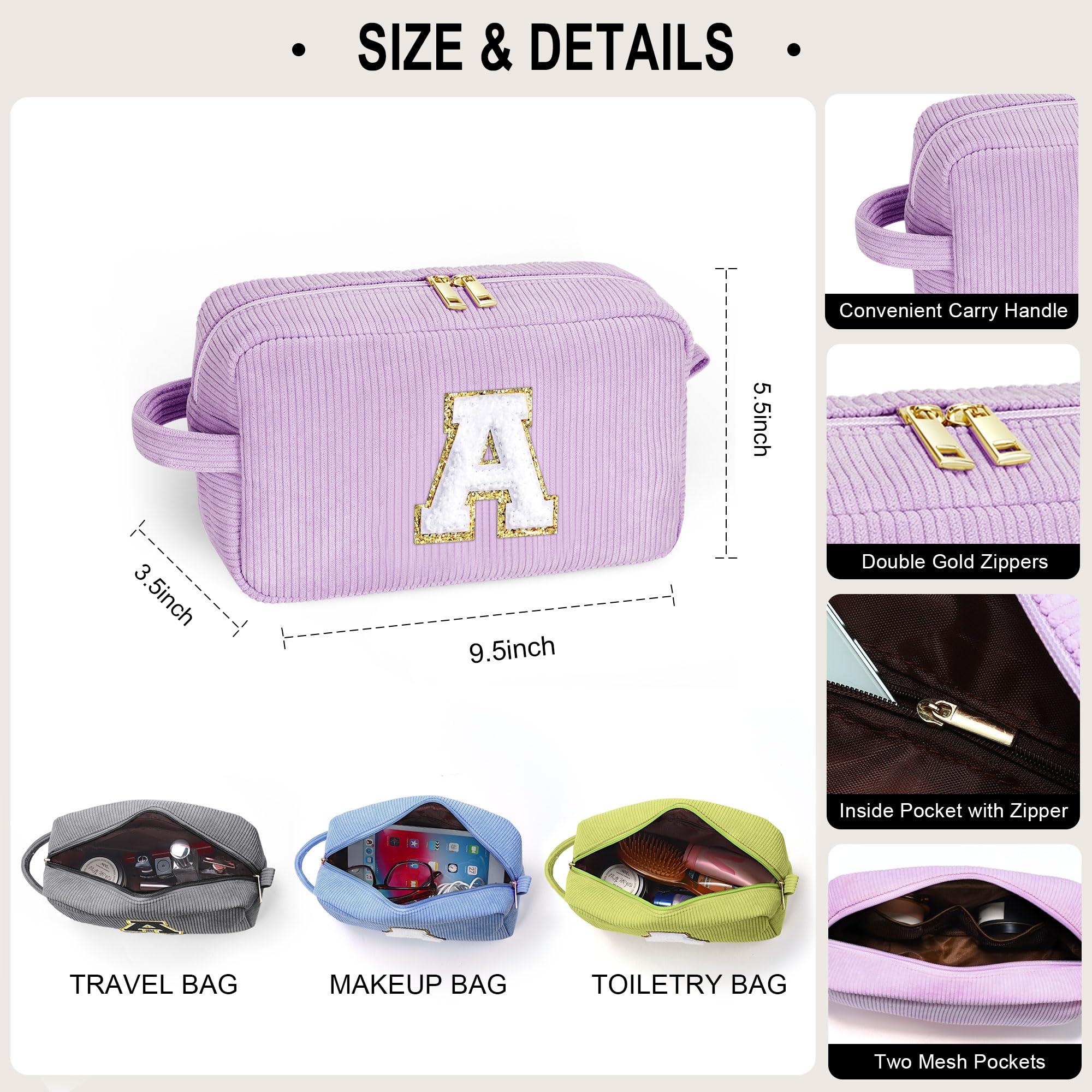 YOOLIFE YOOLIFE Girls Makeup Bag - Monogram Initial Cute Makeup Bags Cosmetic Makeup Brush Bag for Women Girls Her Best Friend Sister Gifts Wedding Bridesmaid Gifts Daughter Birthday Gifts for Women Girls B