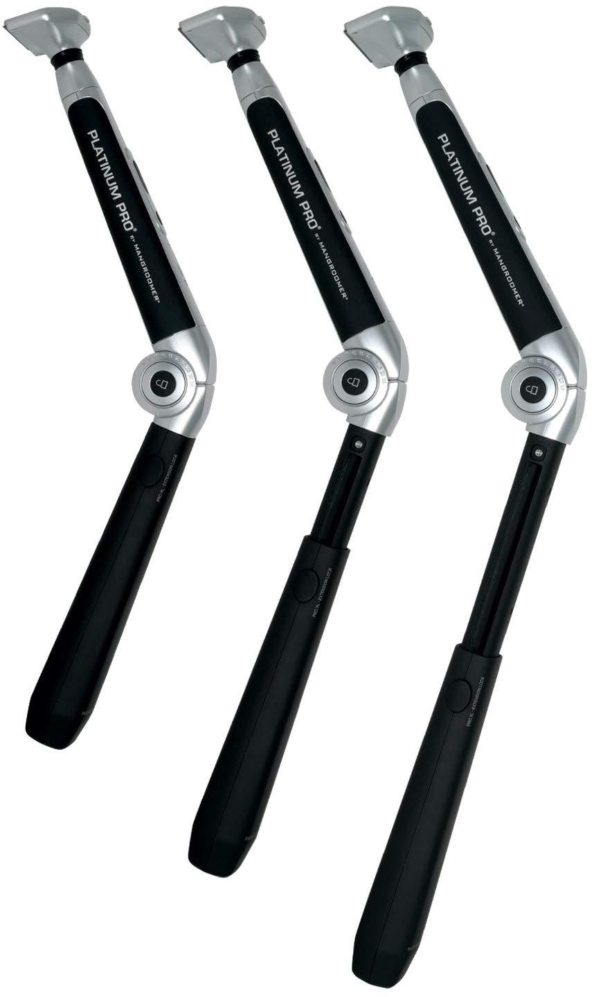 Platinum Pro MANGROOMER - PLATINUM PRO New Back Shaver with 3 Shock Absorber Flex Heads, Power Hinge, Extreme Reach Handle & Bonus Case! (Generation 8.0), 4 Piece Set