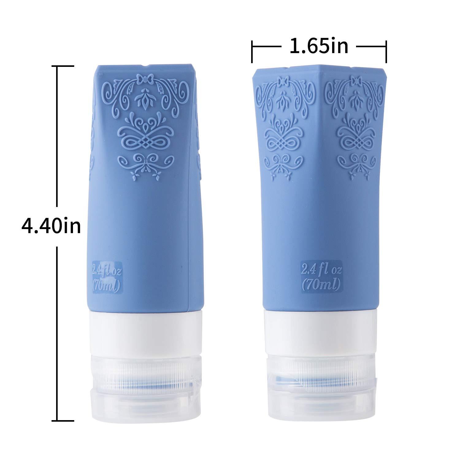 qianying Cosmetic Travel Containers, Leakproof Silicone Travel Bottles Set, TSA Approved Travel Size Cosmetic Toiletries Containers Accessories Set for Shampoo Conditioner Facial Cleanser Cream