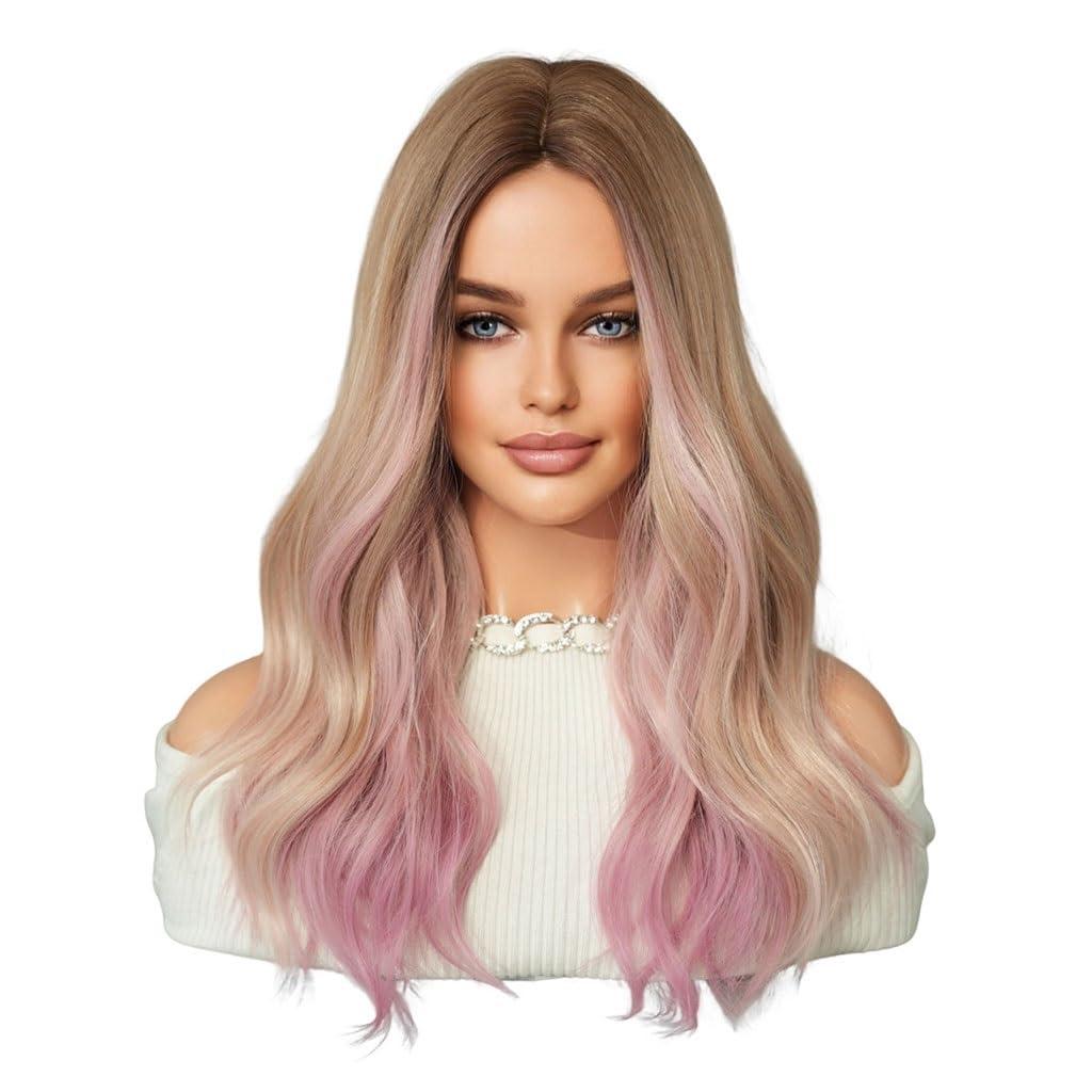 JUNXIAN JUNXIAN Lace Wig 54cm 21.25inch Creative Long Curly Hair Role Play Synthetic Wig Color Hair Piece Women\'s Wig Wigs Women