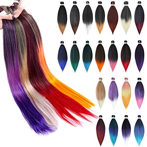 LesafeV Ombre Braiding Hair 6Pcs/Pack Crochet Extension Hair 26" Long Synthetic Yaki Brads Easy Jumbo Pre Stretched Hair Extension For Women T1B/900#