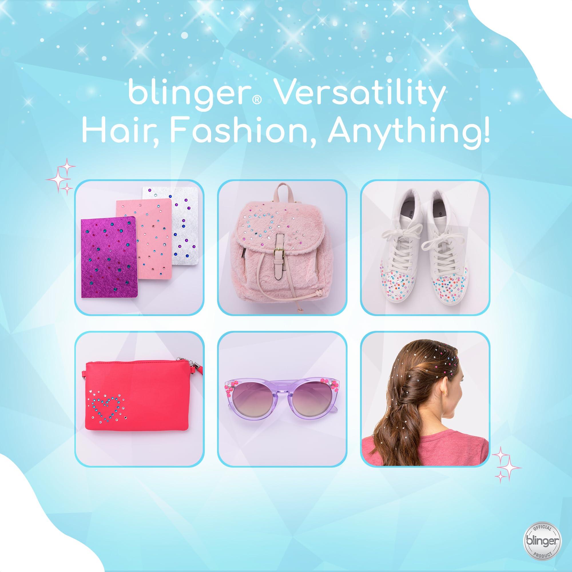 blinger blinger On The Go Mini Starter Kit Bright (Lime Green) | 80 Rhinestones | Hair Styling Tool | Hair-Safe Bling in Brush Out