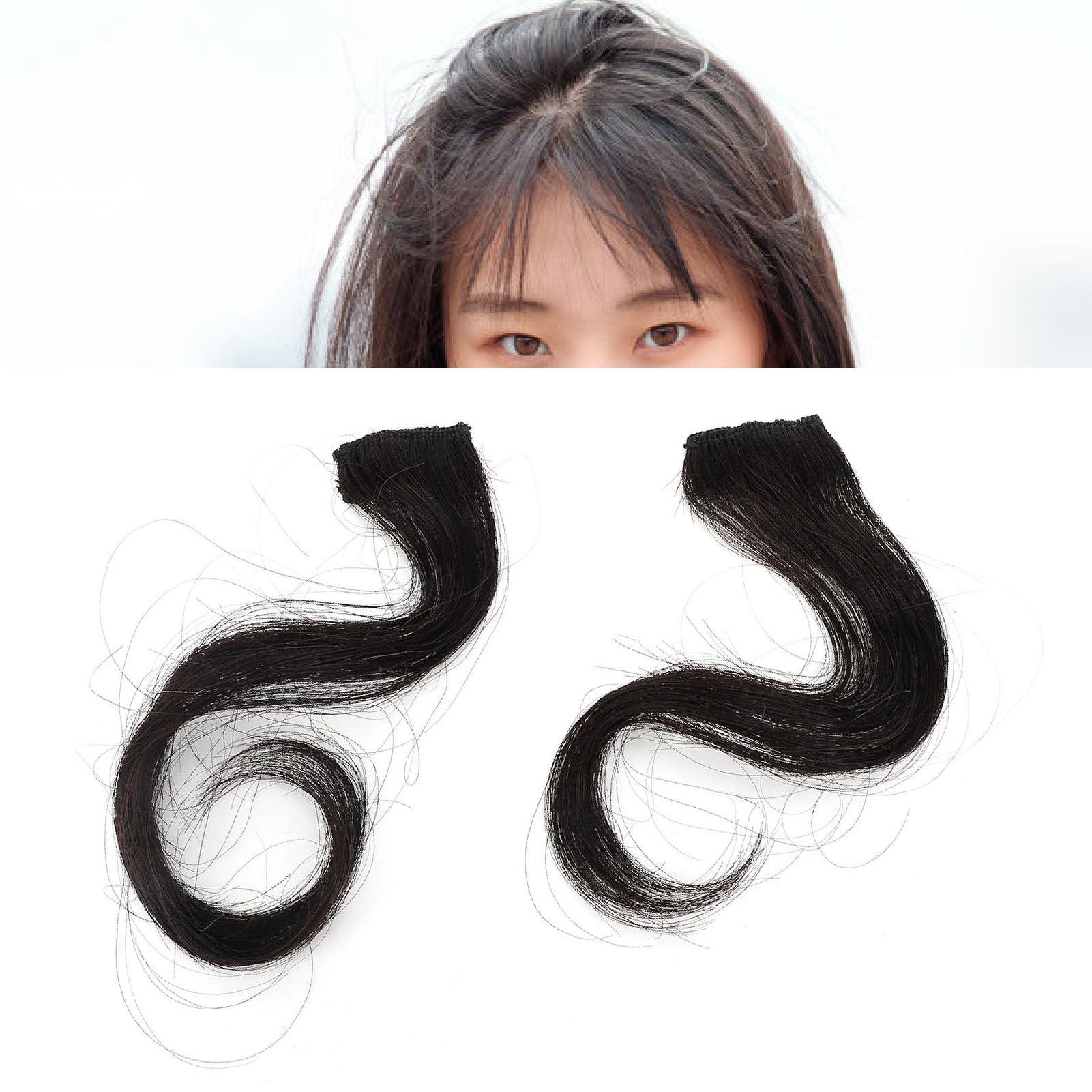 Fockety Side Air Bangs, High Temperature Synthetic Hair Customizable Clip in Bangs Adjustable Versatile Style Black Front Side Bangs for Women Girls Everyday Dress Up