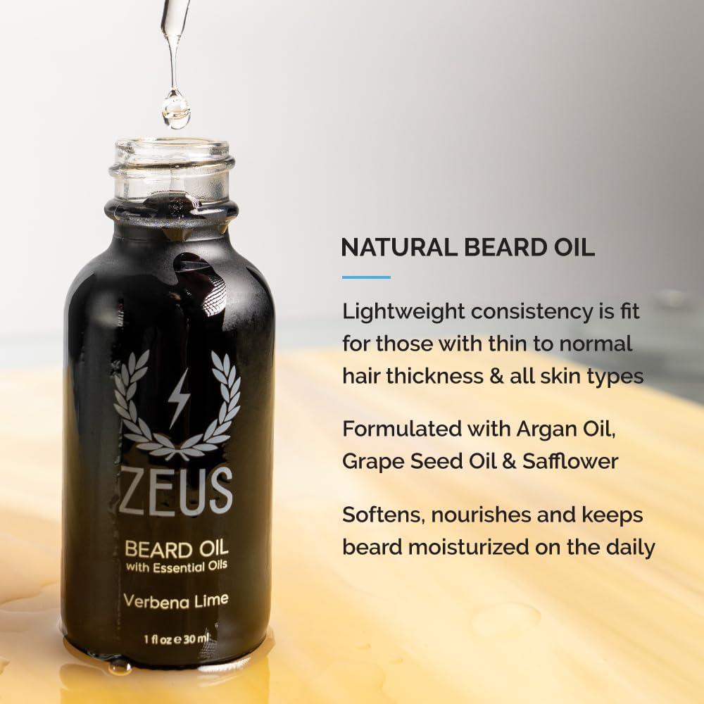ZEUS ZEUS Everyday Beard Kit with Travel Toiletry Dopp Bag – Beard Wash Shampoo & Conditioner, Natural Beard Oil, Beard Balm & Travel Toiletry Bag (Vanilla Rum)