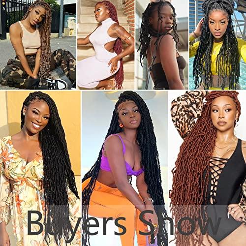 Alrence Faux Locs Crochet Hair Copper Red Soft Locs 30 Inch 7 Packs Ginger Long Crochet Locs Goddess Locs Natural Synthetic Pre looped Crochet Braids For Butterfly Locs (30 Inch (Pack of 7), 350#)