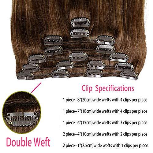 HUAYI HUAYI Caramel Highlights On Black And Natural Black Hair 120g 7Pcs Clip In Hair Extensions Human Hair Double Weft Thick End For Full Head No Tangle Silky Straight Balayage Hair (1271B#16'')