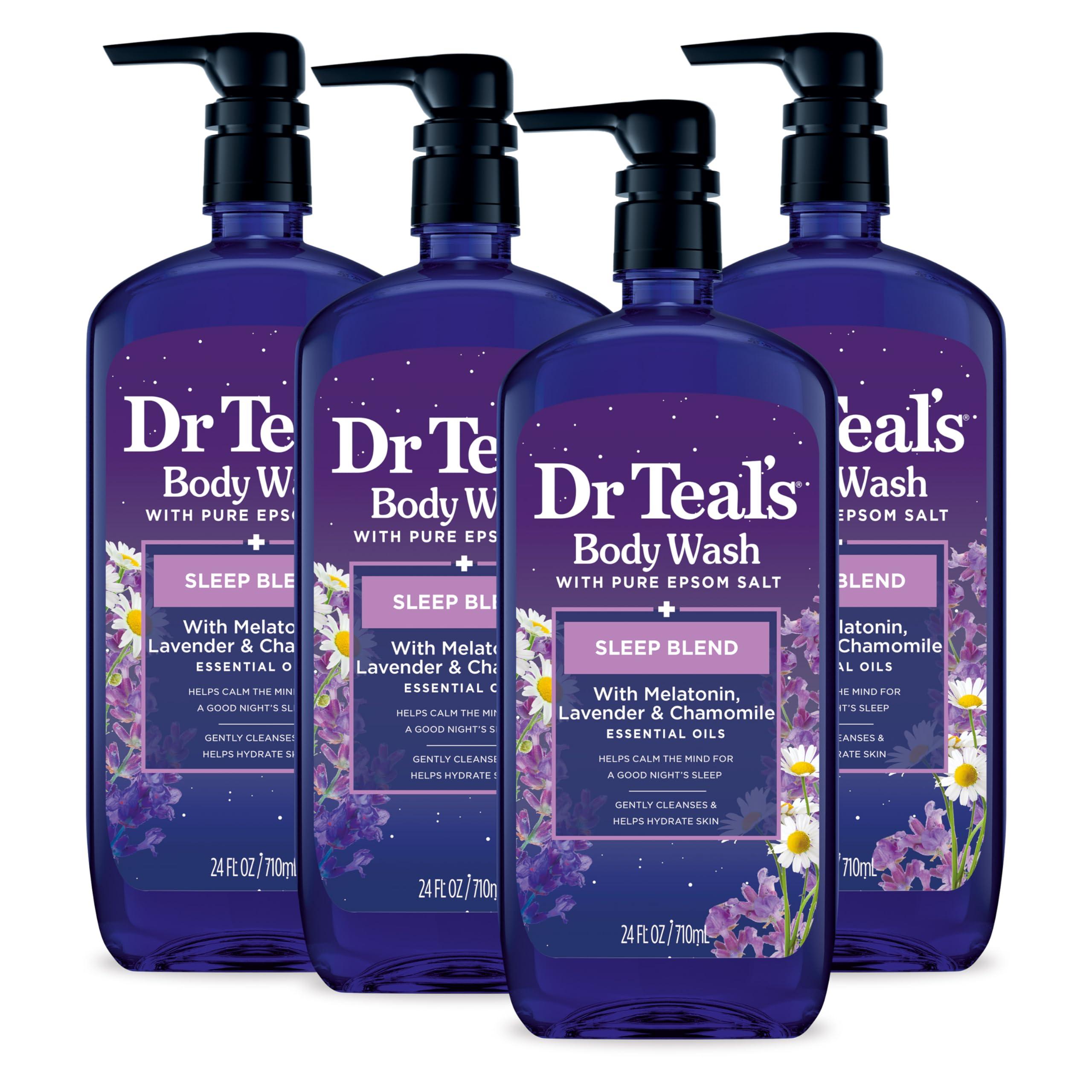 Dr Teal's Dr Teal's Body Wash & Sleep Spray Bundle with Melatonin, Lavender & Chamomile - Pack of 4, 24 fl oz & Pack of 3, 6 fl oz