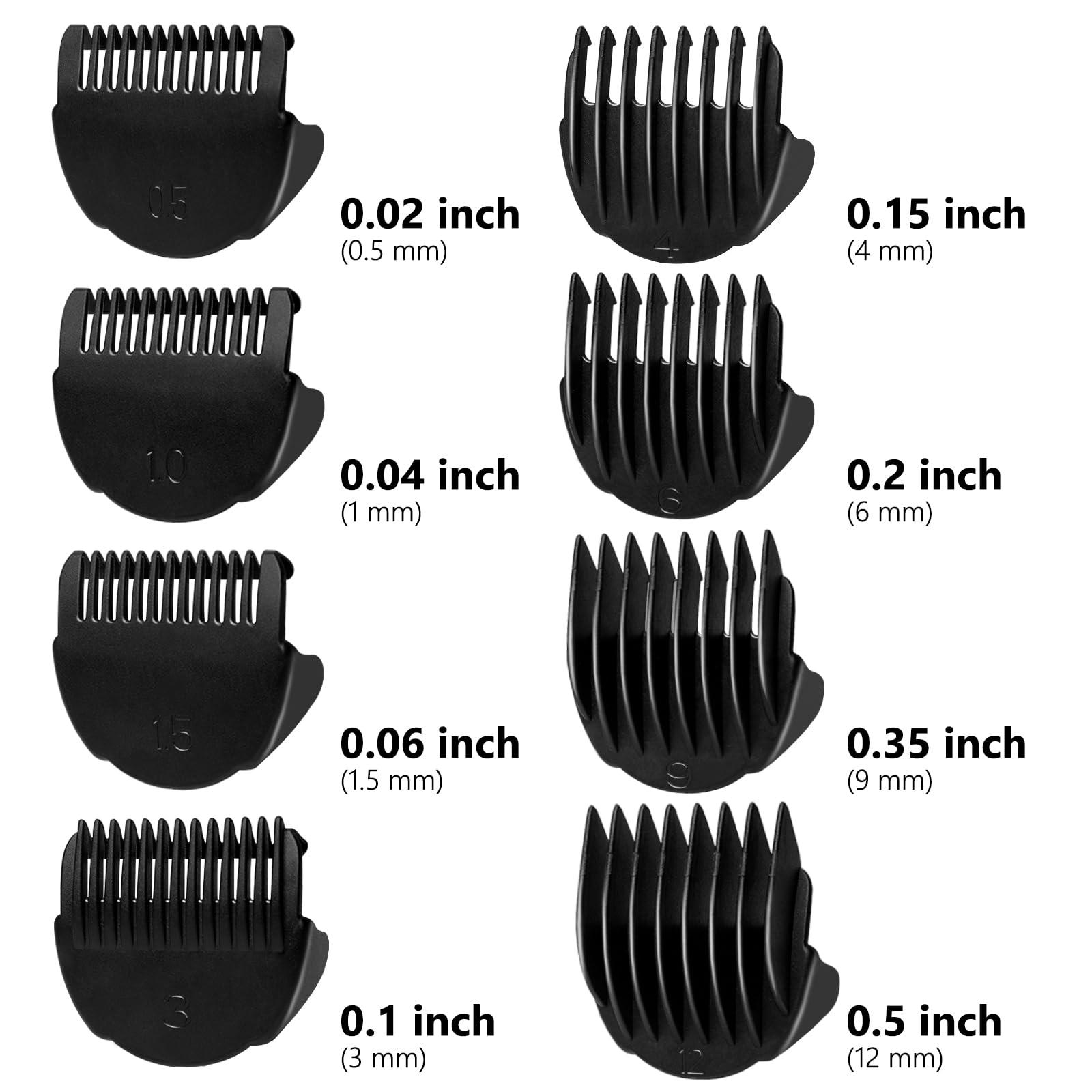 CR8GR8 Body Trimmer Guards,Guides Fit for Manspot Groin Hair Trimmer for Men,8pcs Clipper guards Set Fit For Meridian Ball Timmer,0.02inch to 0.5Inch(0.5mm-12mm) Black