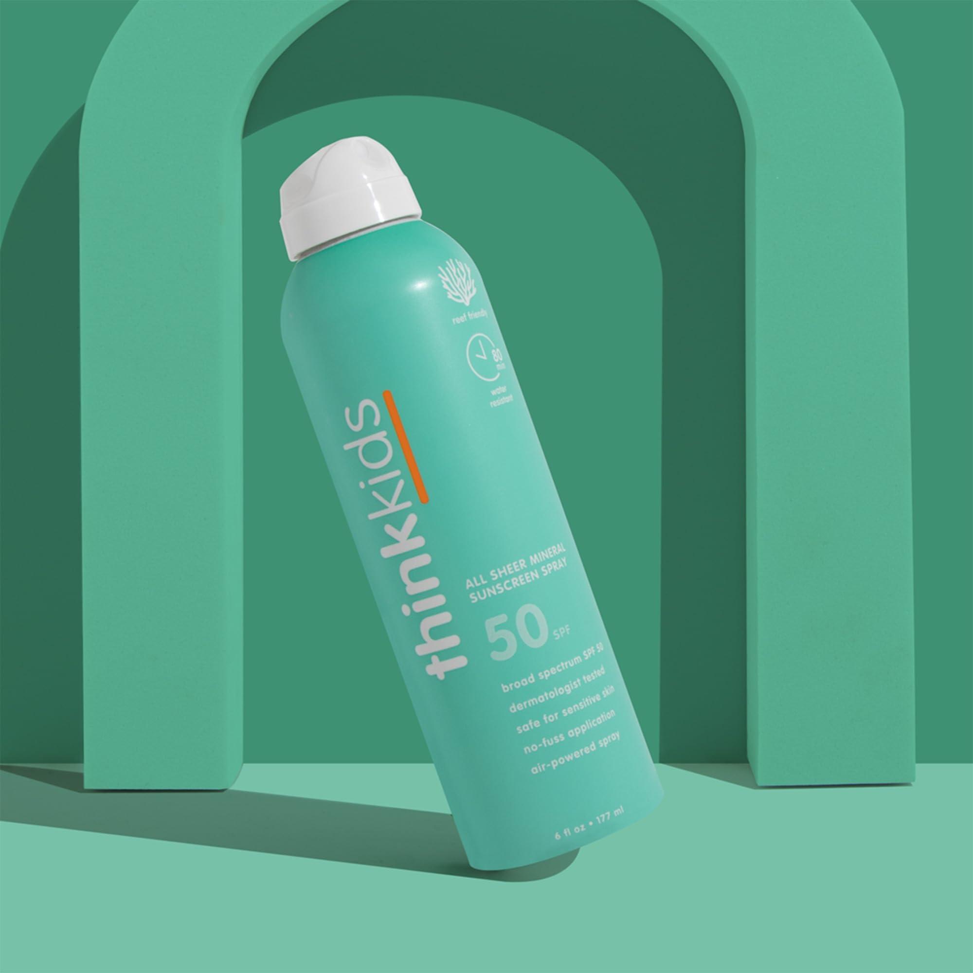 Thinksport Thinksport Kids Sunscreen Spray, SPF 50 All Sheer Mineral Sunscreen, 6 Fl Oz, Water Resistant Baby & Toddler, Natural Zinc Oxide UVA/UVB Protection