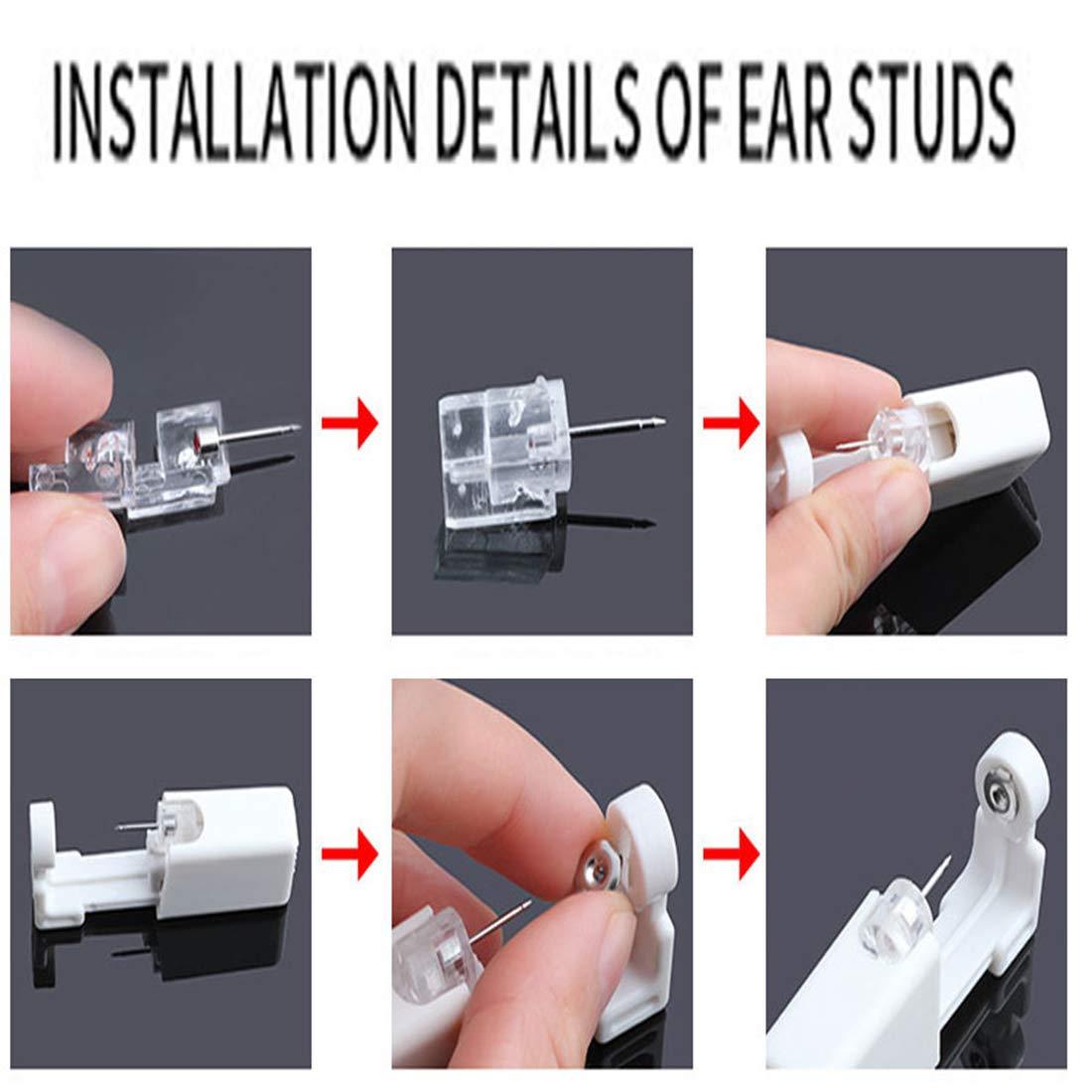 SLVIEKAE Ear Piercing Kit, SLVIEKAE Ear Piercing Kit Earring No Pain Easy Use Ear Piercing Gun Kit with CZ Earrings Stud (Gold)