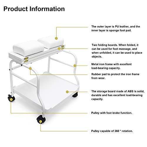 Elitzia Beauty Salon Nail Or Foot Bath Spa Portable Esthetician Trolley Cart for Foot Rest Pedicure Manicure Funiture Massage Table Salon Supplies 2 Way Use 2 Color Option Elitzia (White 2pcs)