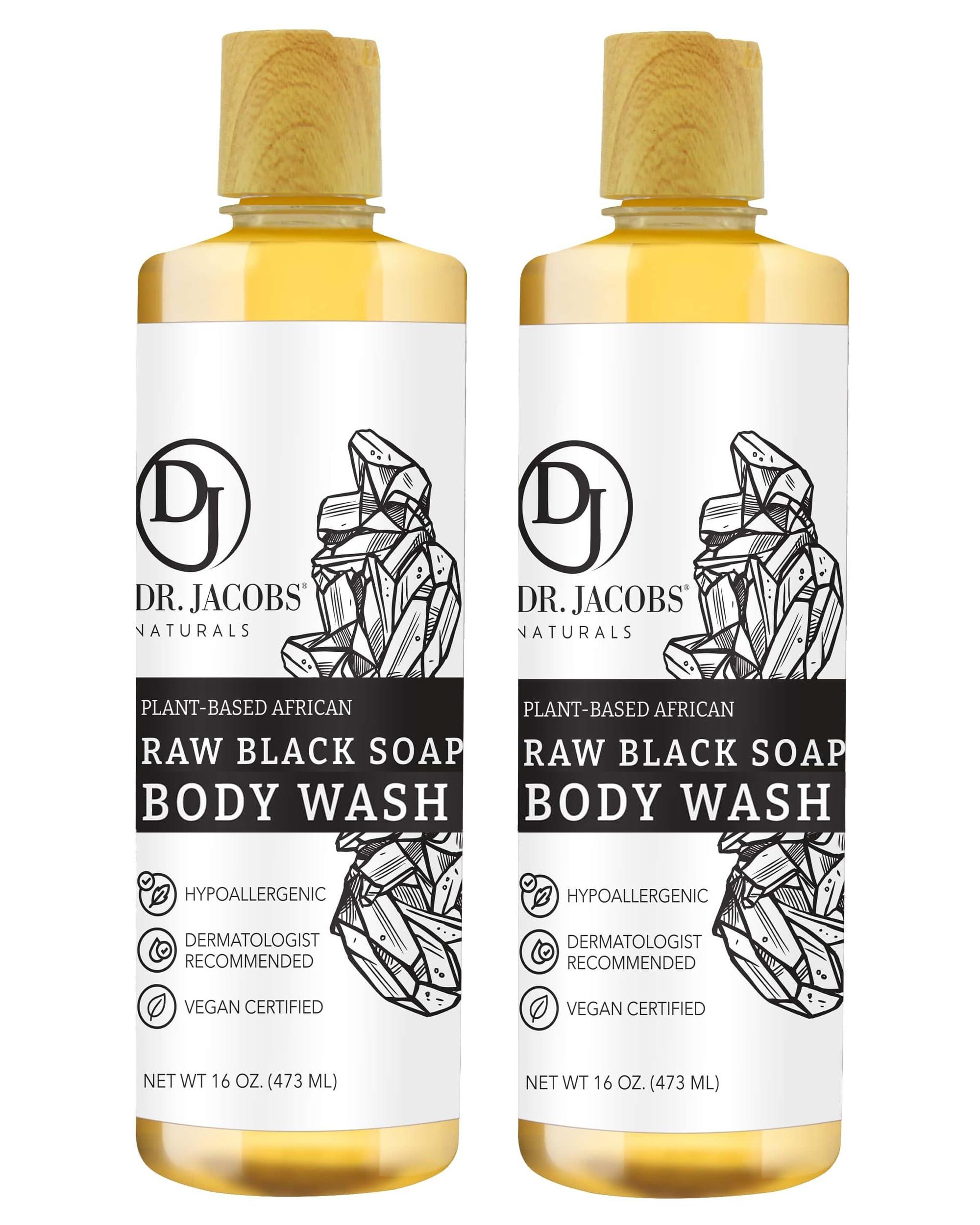 DR.JACOBS NATURALS Dr Jacobs Naturals Authentic African Raw Black Soap, All-In-One Cleanser for Face Wash, Sensitive Skin Body Wash, Shampoo, Shaving Soap | Shea Butter Moisturizing and Nourishing Formula | 16oz 2pk