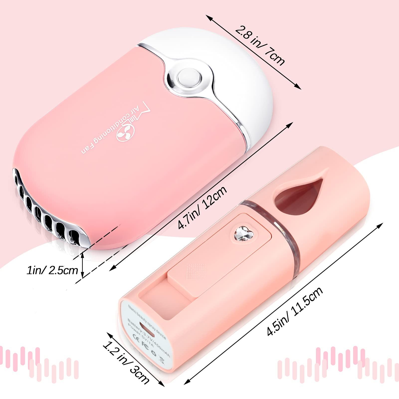 Honoson Eyelash Fan USB Portable Lash Dryer Nano Facial Mister Face Mister Portable Facial Steamer with 20ml Water Tank Rechargeable Handheld Mini Fan Lash Dryer Eyelash Extension(Pink)