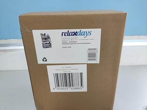 Relaxdays Relaxdays Organiser with 6 Drawers, 22 Compartments for Makeup Storage, Acrylic Cosmetic Tower, Transparent/Golden