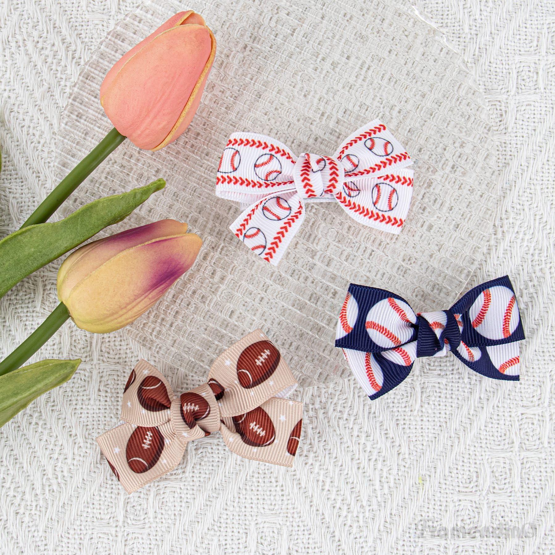 Framendino Framendino, 6 Pack Softball Baseball Hair Bow Clip Ribbon for Women Teens