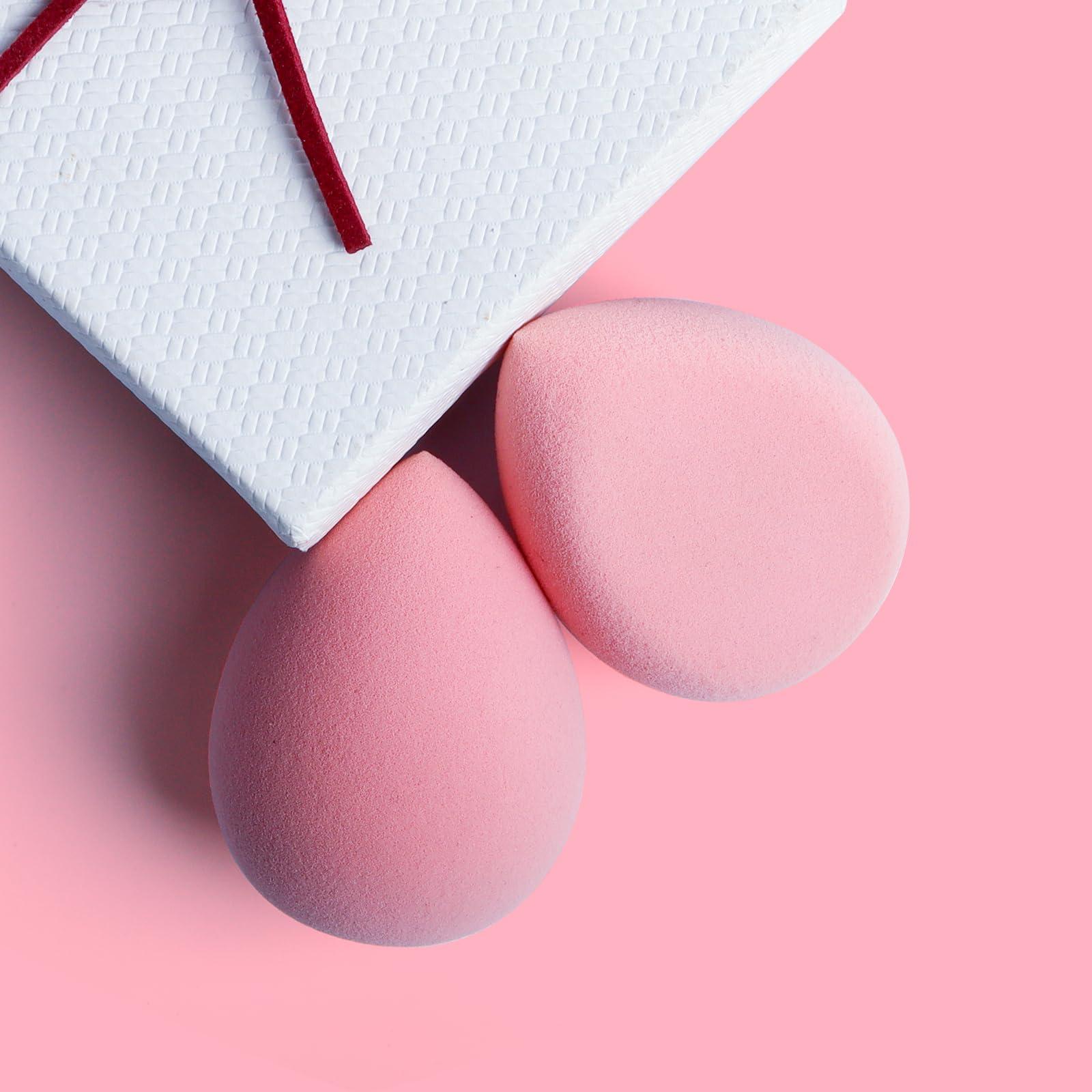 BEAKEY BEAKEY Flat Duo Patented Makeup Sponge Set of 2, Latex Free Pink Beauty Sponge for Foundation and Powder Application, Soft Blending Sponge, Large Flat Design, Beauty Gift for Makeup Lovers