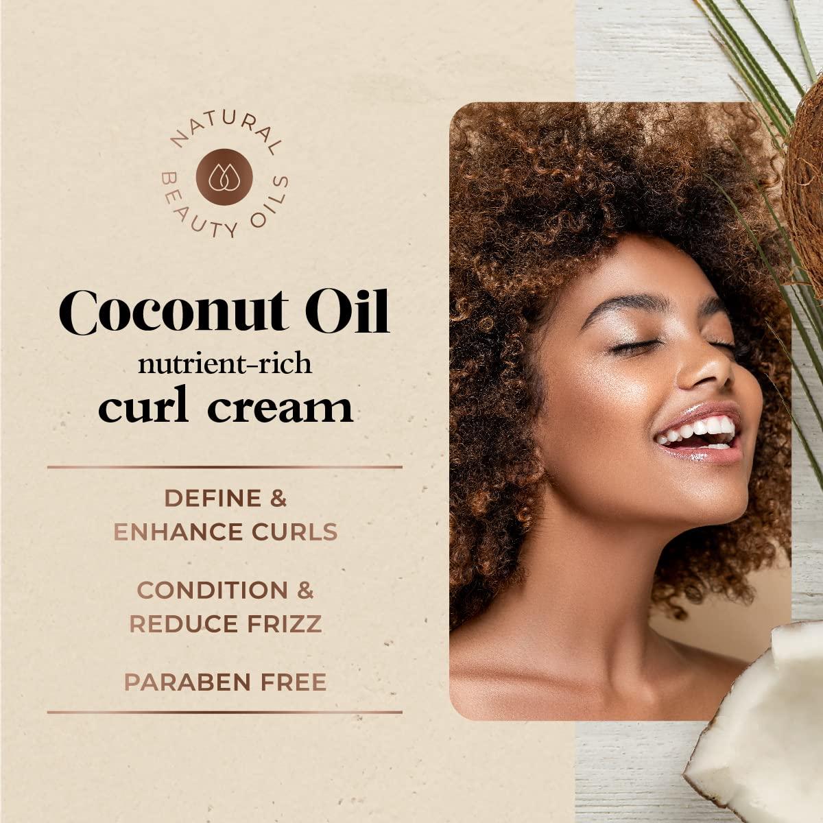 Oliology Oliology Coconut Oil Curl Cream - Defines & Enhances Curls & Waves | Botanically Infused | Conditions & Reduces Frizz | Made in USA, Cruelty Free & Paraben Free (8.5oz)