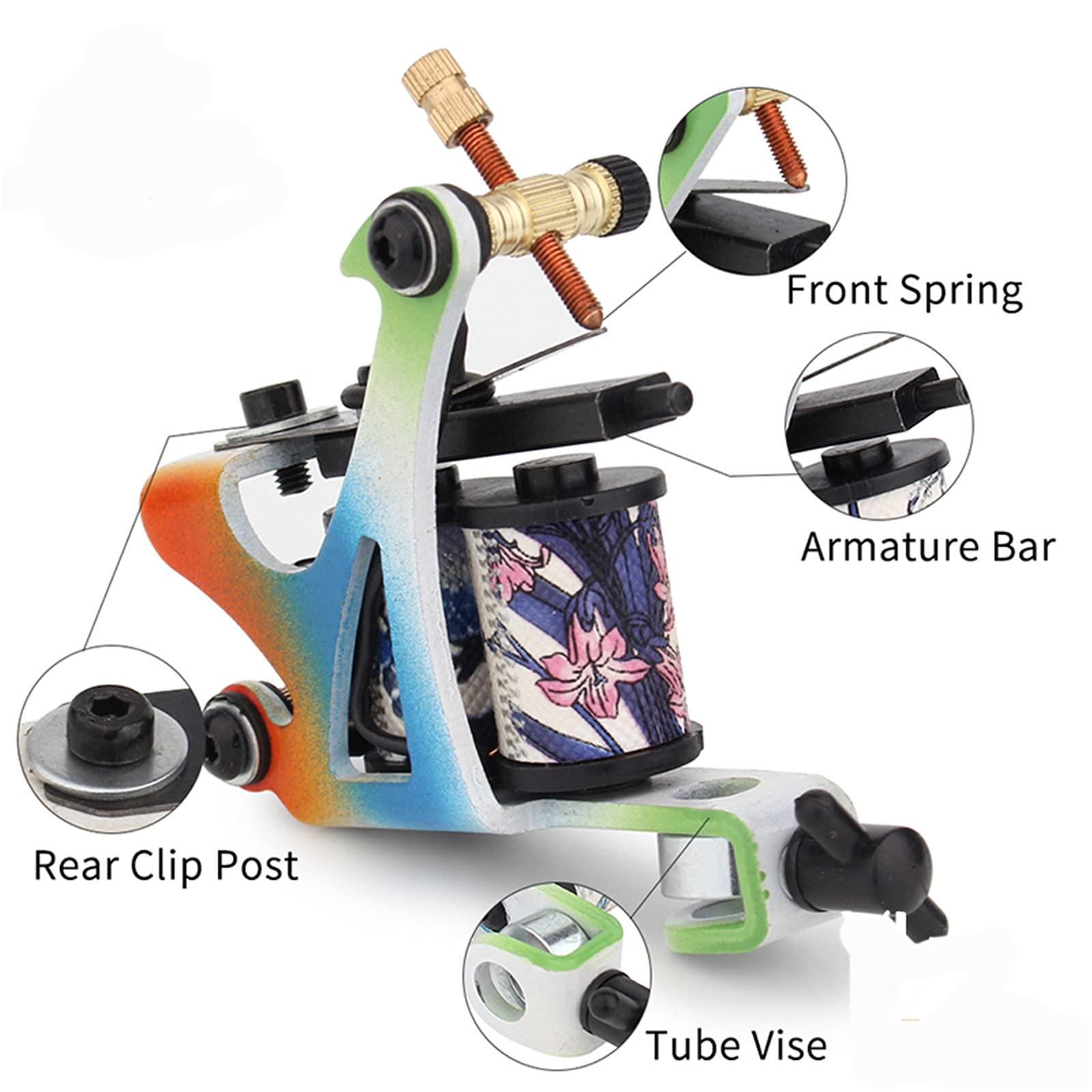 SMax Starter Tattoo Kit 8 Wrap Coil Tattoo Gun Machines Grips Needles Tips Power Supply Tatu Tattoo Supplies,C