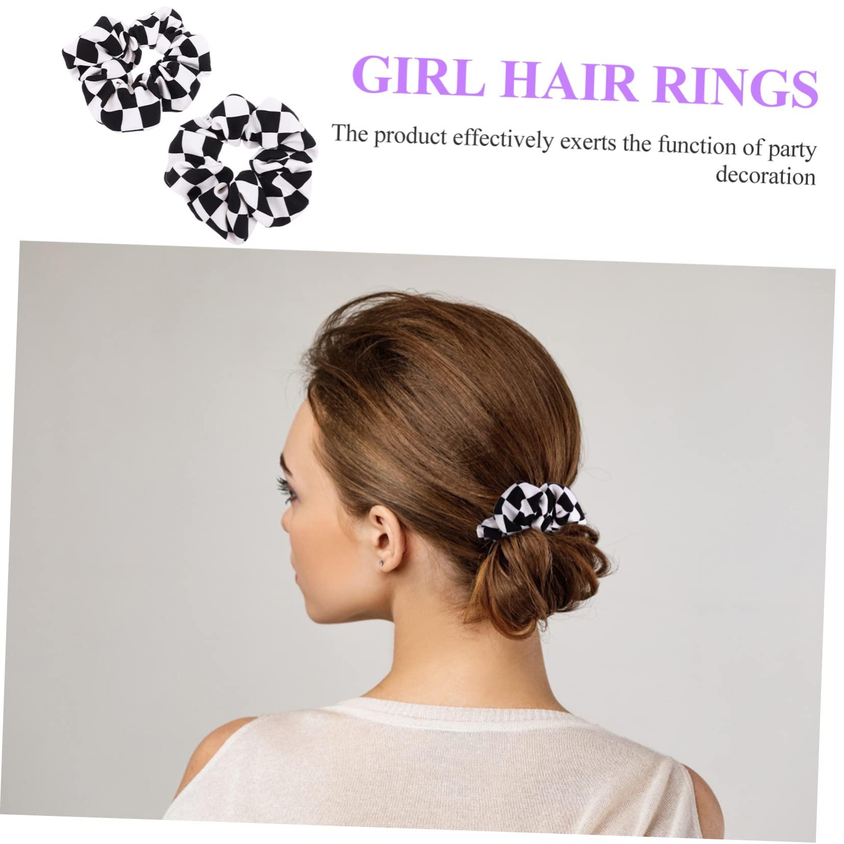 Beaupretty Beaupretty 4 Pcs Black and White Checkered Hair Rope The Devil Chessboard Thick Scrunchies for Women Hair Bows for Hairbands Scrunchie with Zip Checkerboard Black Hair Scrunchie Chiffon