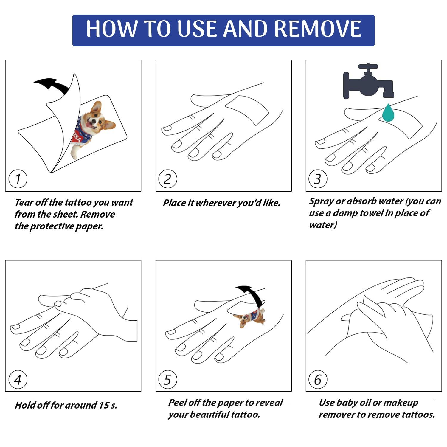 MIIVOYAGE MIIVOYAGE USA Dog Temporary Tattoos 72pcs Individually American Flag Tattoos, Waterproof Sweat National Flag Removable Fake Tattoos, Red White and Blue Party Supplies, Patriotic Party Decorations