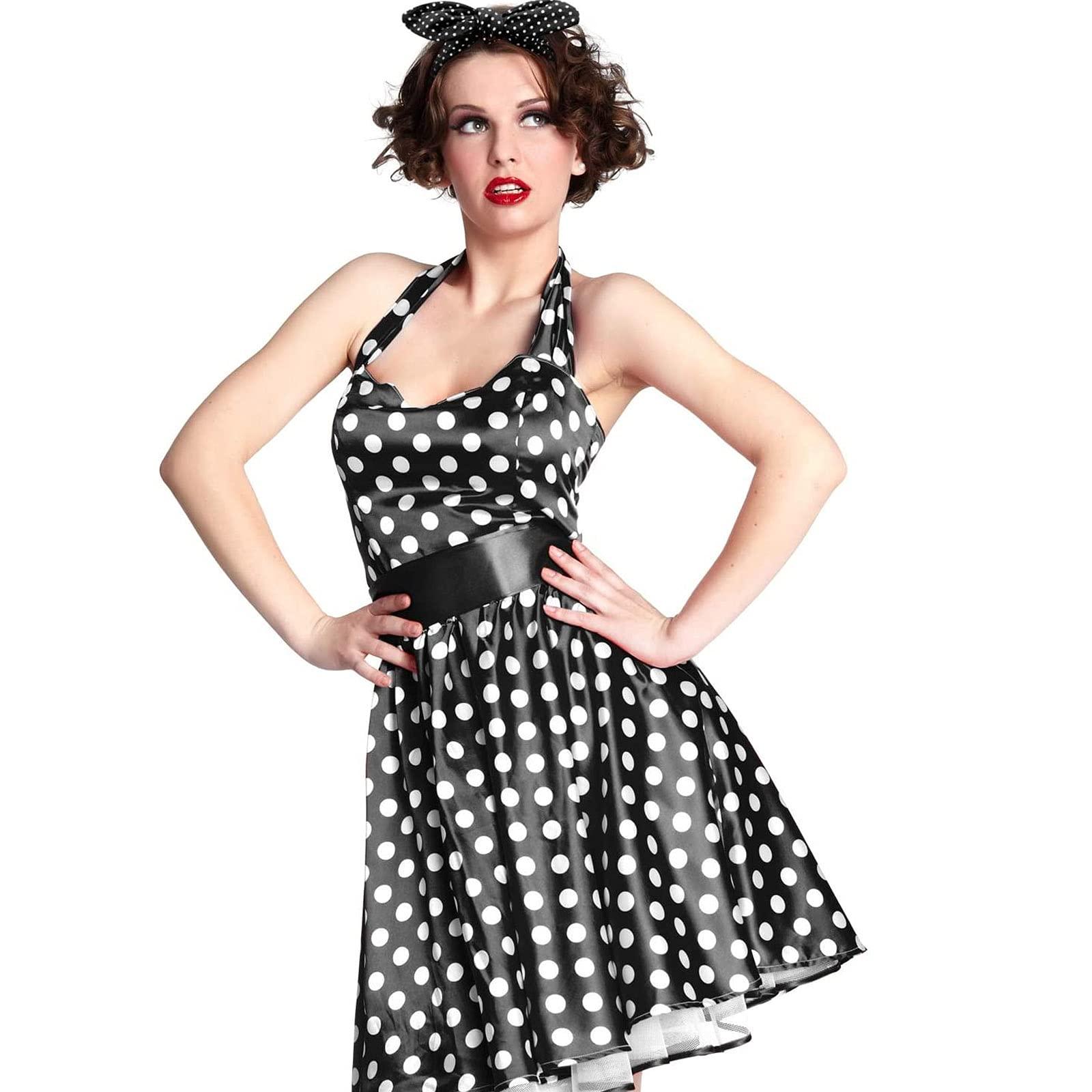 Hicarer 2 Pieces Polka Dot Headband Bandana Headband 50s Costume Hair Accessories Bows Wide Headwrap for Women and Girls (Black,Small Dots)