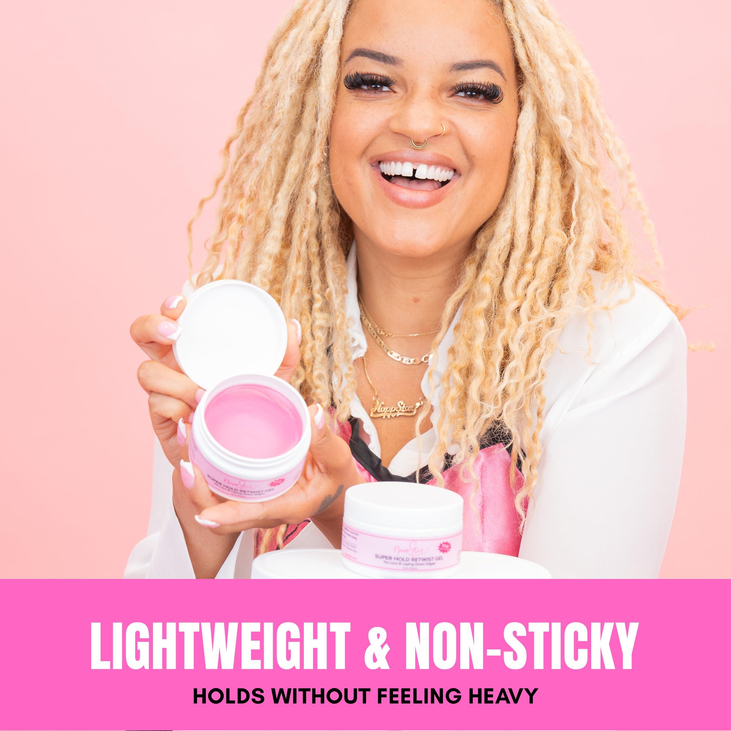 Nappstar NappStar Super Hold Retwist Gel in Pink, Strong Hold for Locs and Edges, Non-Flaking, 16 Fl Oz