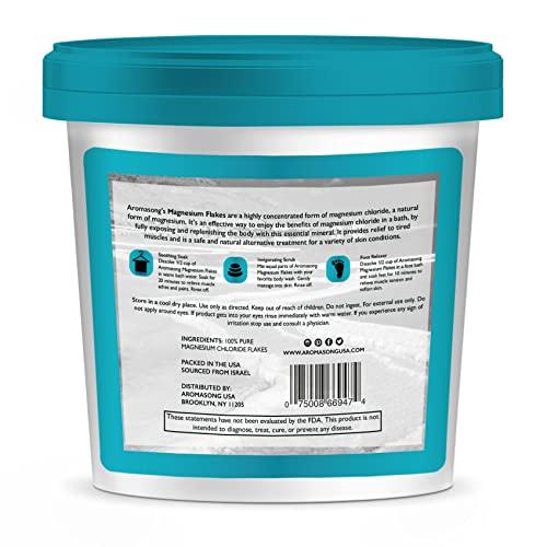 Aromasong Aromasong Raw Dead Sea Magnesium Flakes for Bath - 4 LB Bulk Bath Salt in Reusable Bucket
