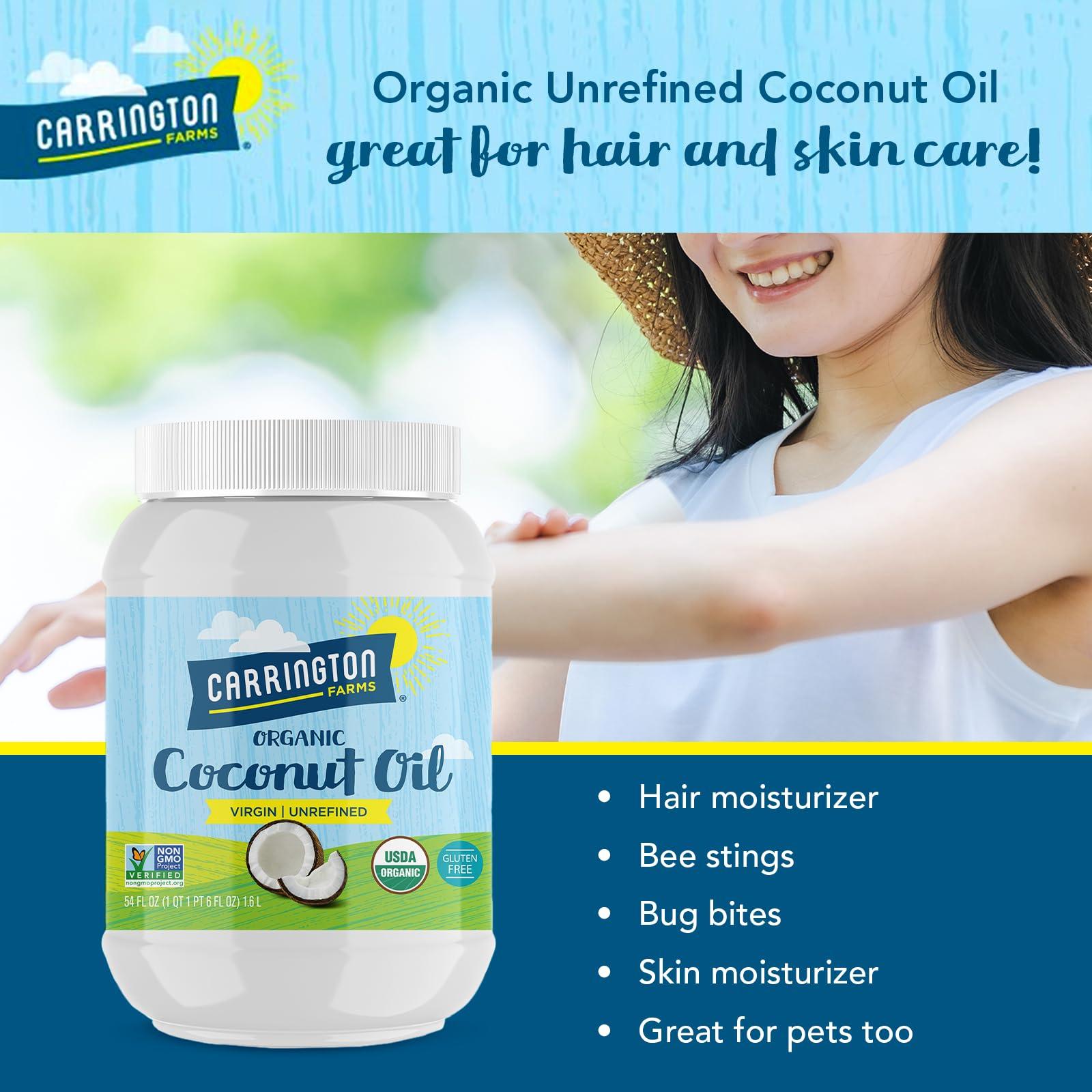 Carrington Farms Carrington Farms Organic Refined Coconut Oil, Cold-Pressed, Non-GMO, Gluten-Free, Perfect for Cooking, Baking, Skin Care, Hair Oil, MCTs, 54 fl oz  Nutrient-Rich, No Trans Fats