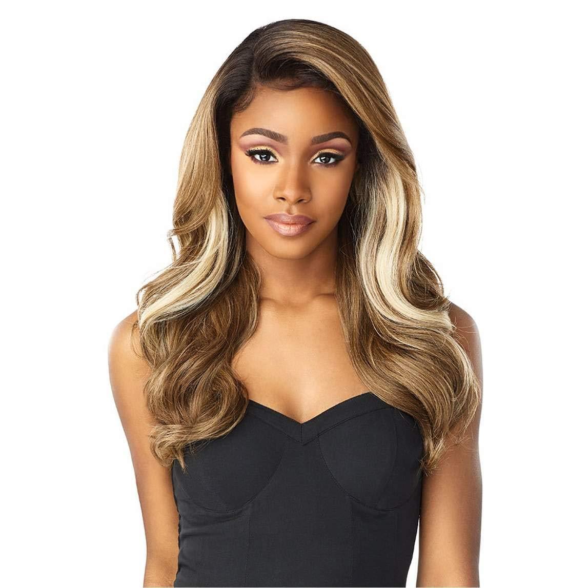 Sensationnel Sensationnel What lace 13x6 Wigs - zelena lacefrontal hand tied glueless synthetic with natural density preplucked hairline (T1B/30)