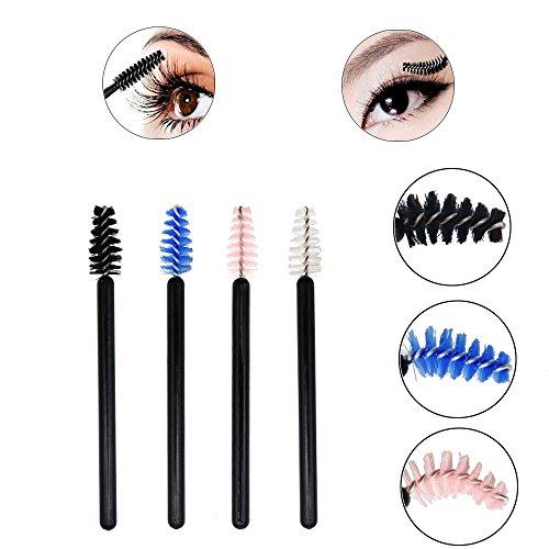myaokue-up 200 Pack Mascara Wands Mini Disposable Eyelash Brushes for Extensions Eye Lash Wand Brow Brush Makeup Tool Bulk, 4 Colors