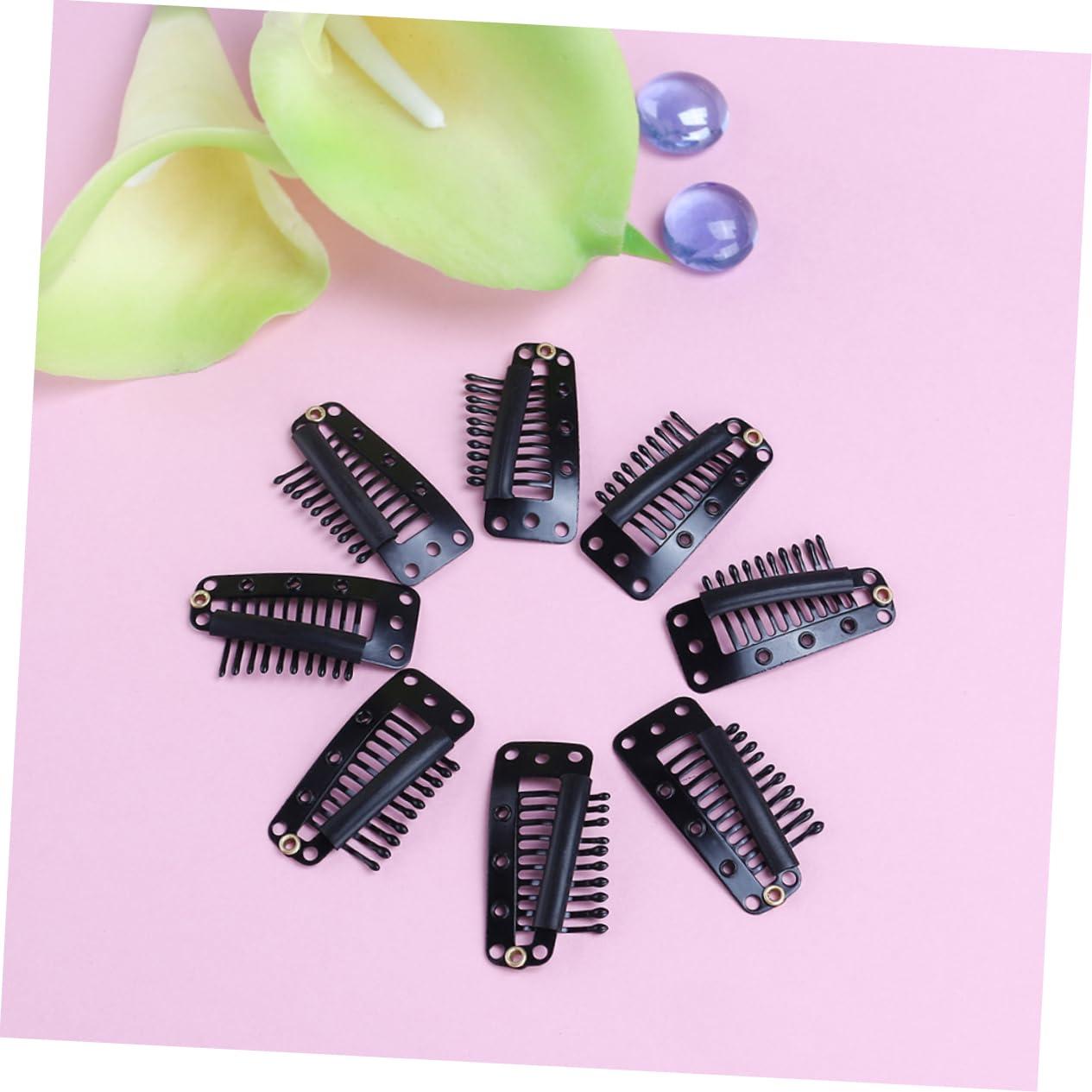 Ipetboom Ipetboom 200 Pcs 10 Hair Clip Scrunchie DIY Cap Pad Wig Clip with for Hair Pliers Hair Rollers with Clips Holder Hairdressing Snap Neon Hair Extensions Hair Net Mini Black