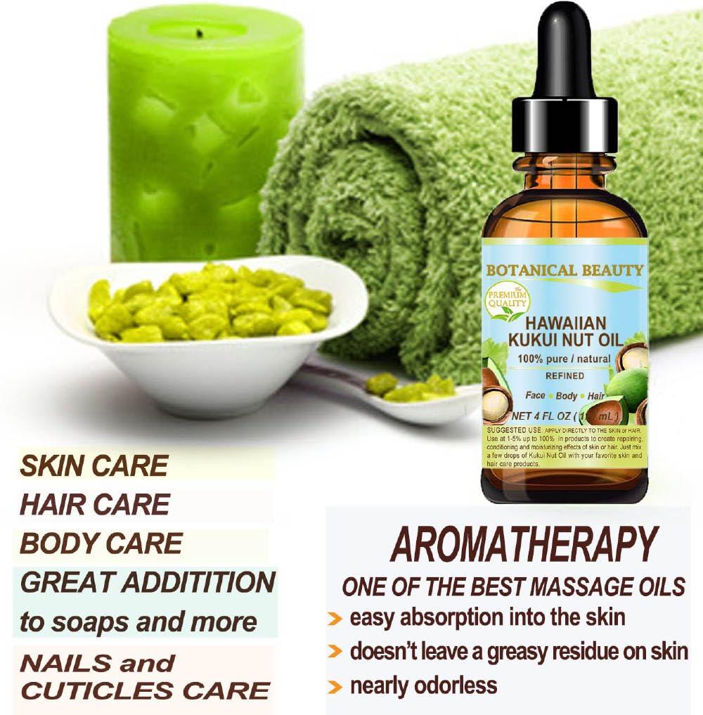 Botanical Beauty KUKUI NUT OIL 100% Pure Natural Virgin Unrefined Cold-Pressed Carrier Oil 1 Fl oz 30 ml for Face, Skin, Body, Hair, Lip, Nails. Rich in Vitamin E by Botanical Beauty