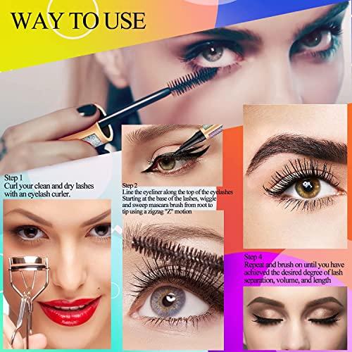 SENANA MARINA 4d Silk Fiber Lash Mascara, SENANA MARINA Eyeliner & Mascara Set - Black Liquid Eyeliner Pencil/Waterproof Mascara - Sky High Mascara Black Volume and Length Lengthening No Clumping