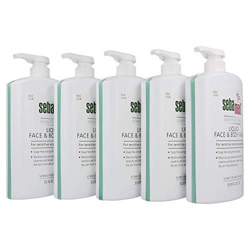 SEBAMED SEBAMED Paraben-Free Face and Body Wash With Pump for Sensitive and Delicate Skin pH 5.5 Ultra Mild Dermatologist Recommended Cleanser 33.8 Fluid Ounces (1 Liter) Pack of 5