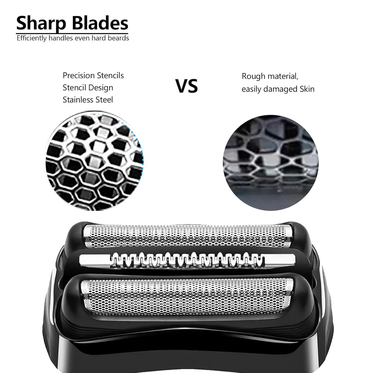 JIANCENGYU 21B Shaver Blades for Braun Series 3 Replacement Head&for Braun s3 Wet and Dry Replacement Head, 21B Foil and Cutter Compatible with Braun Series 3 Electric Razors 300s,310s,3010s,3040s,5409,340s-4