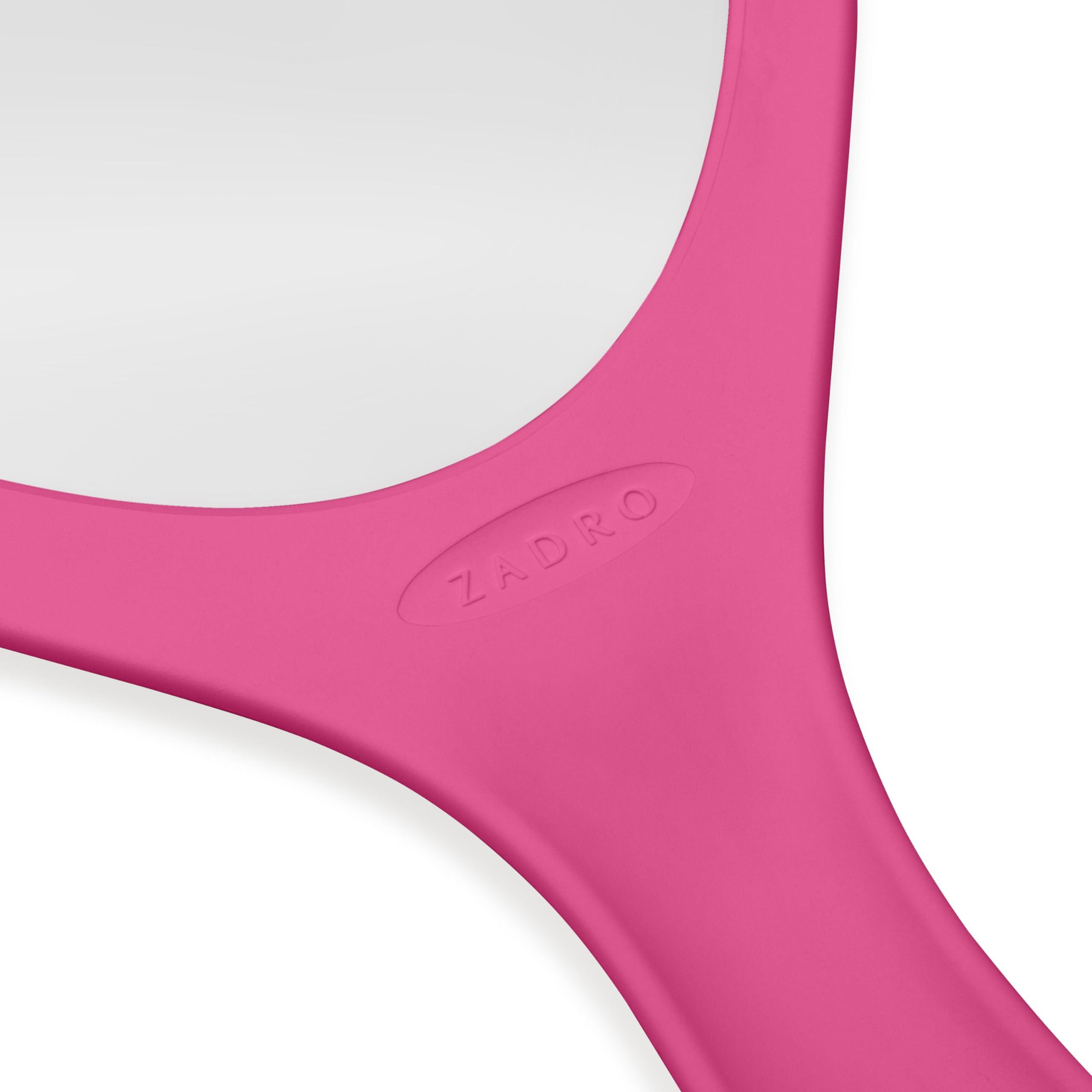 Zadro Zadro Salon Professional Extra Large Hand Mirror with Handle, 10\" W x 19\" L, Multi-Purpose Oval Handheld Mirror with New Distortion-Free Reflection (1, Bright Pink, Large (Pack of 1))