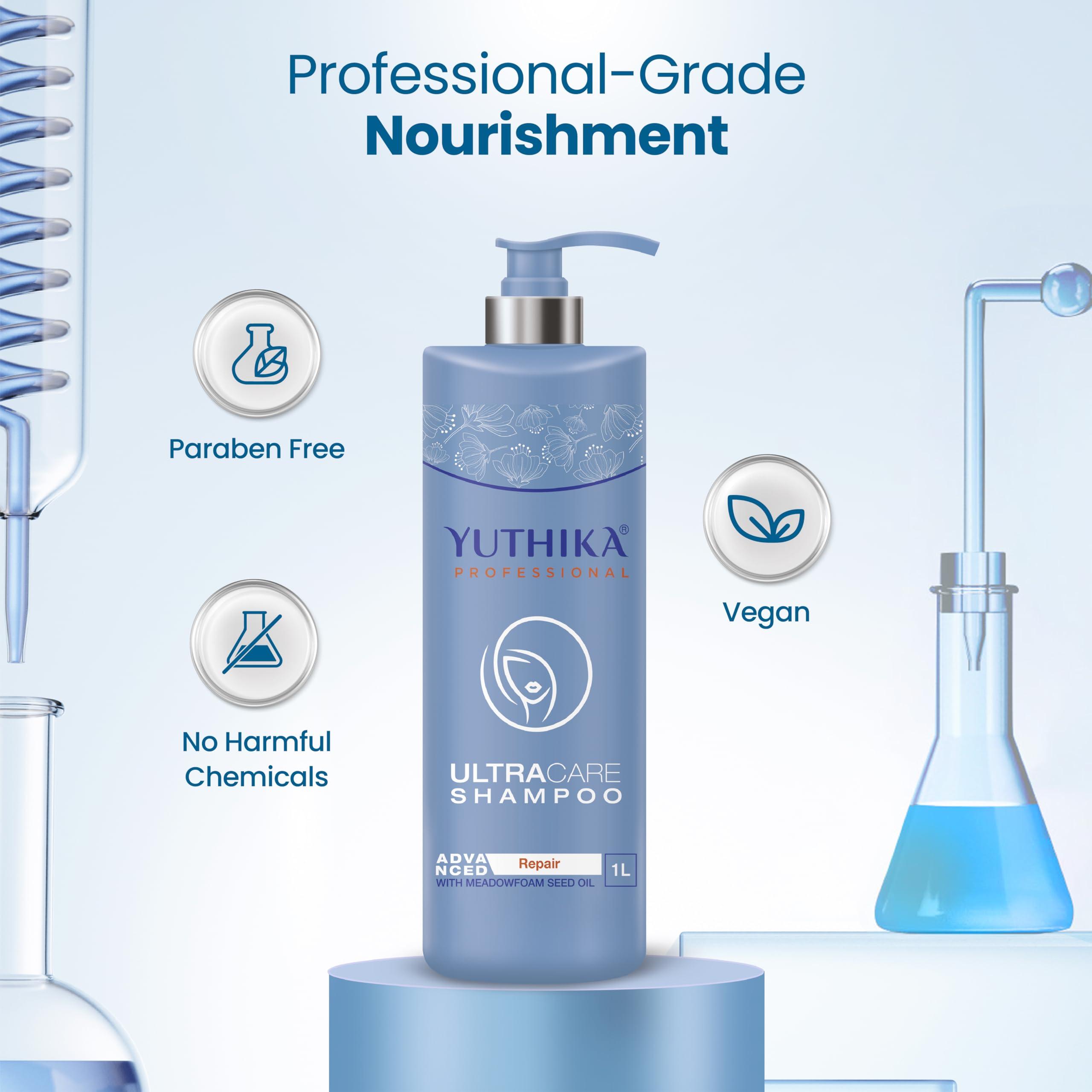 Yuthika Yuthika Professional UltraCare Advanced Hair Repair Anti Dandruff Shampoo for Frizzy Damaged Hair Help Strengthens Weak & Brittle Hair for Strong Silky & Shiny Hair for Women Girl Men - 33.81 FL Oz