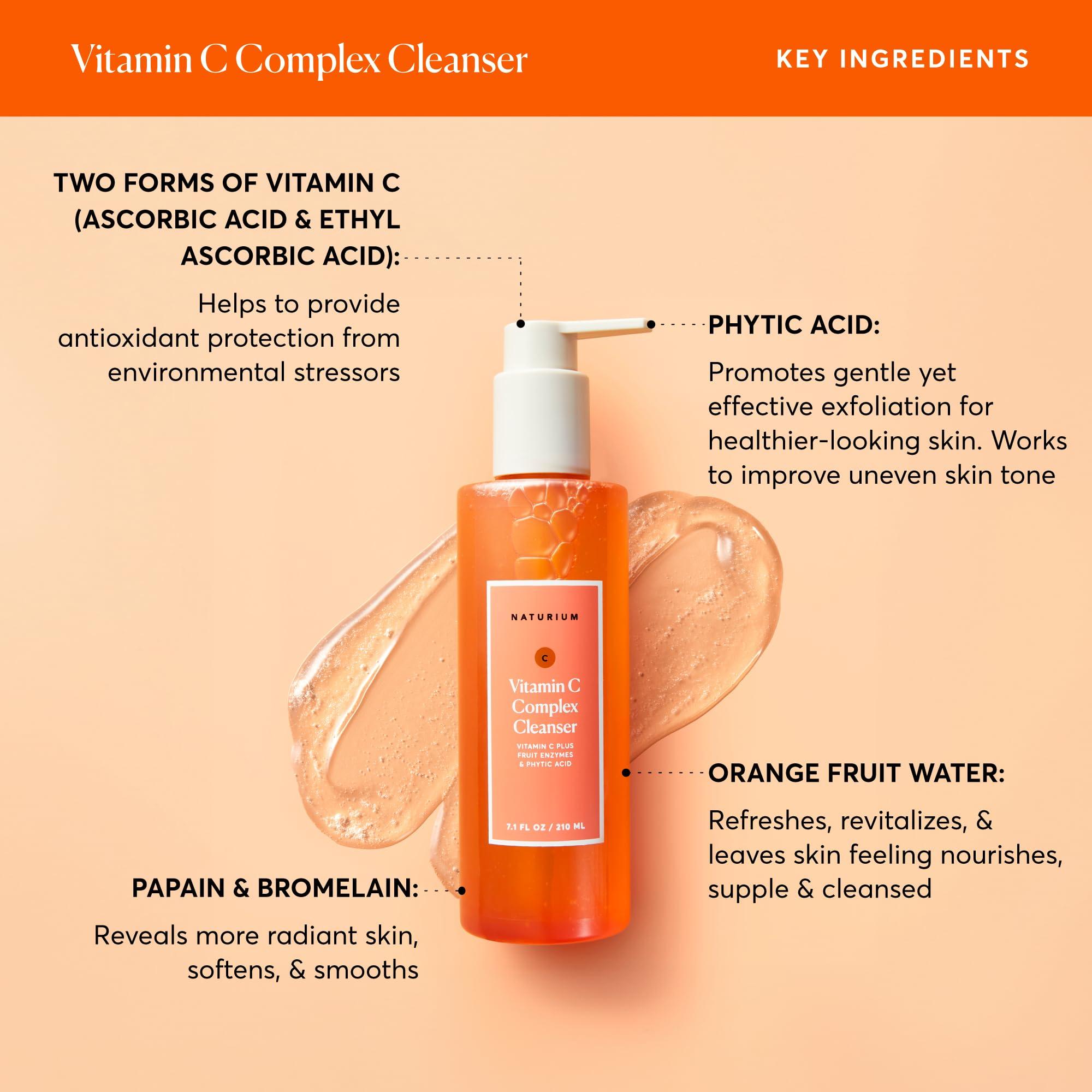 Naturium Naturium Vitamin C Complex Cleanser, Gently Exfoliating & Deeply Cleansing Foaming Face Wash Gel with Phytic Acid & Fruit Enzymes, 7.1 oz
