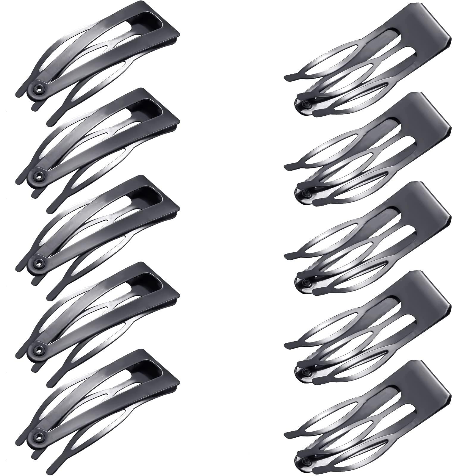 Chinco Chinco 24 Pcs Double Grip Hair Clips Metal Snap Clips Women Barrettes for Hair Making, Salon Supplies(Gun Black,2 Inch)