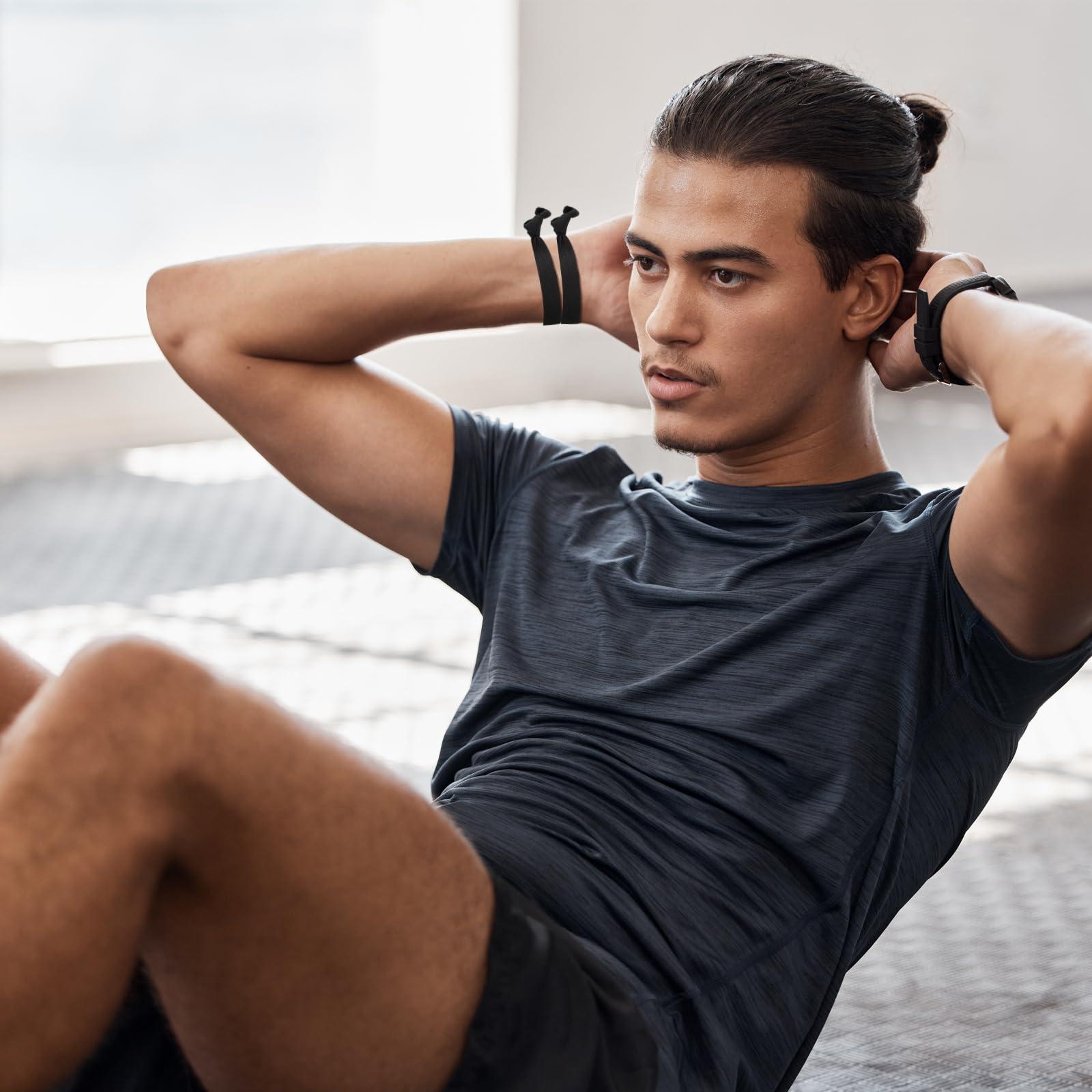 Teaaha Teaaha Hair Ties 20 PCS, Black Knotted Hair Ties for Guys, Men\'s Long Hair Ties, Curly Thick Elastic Hair Bands, No Crease Man Bun Hair Tie, Perfect Hairties for Men