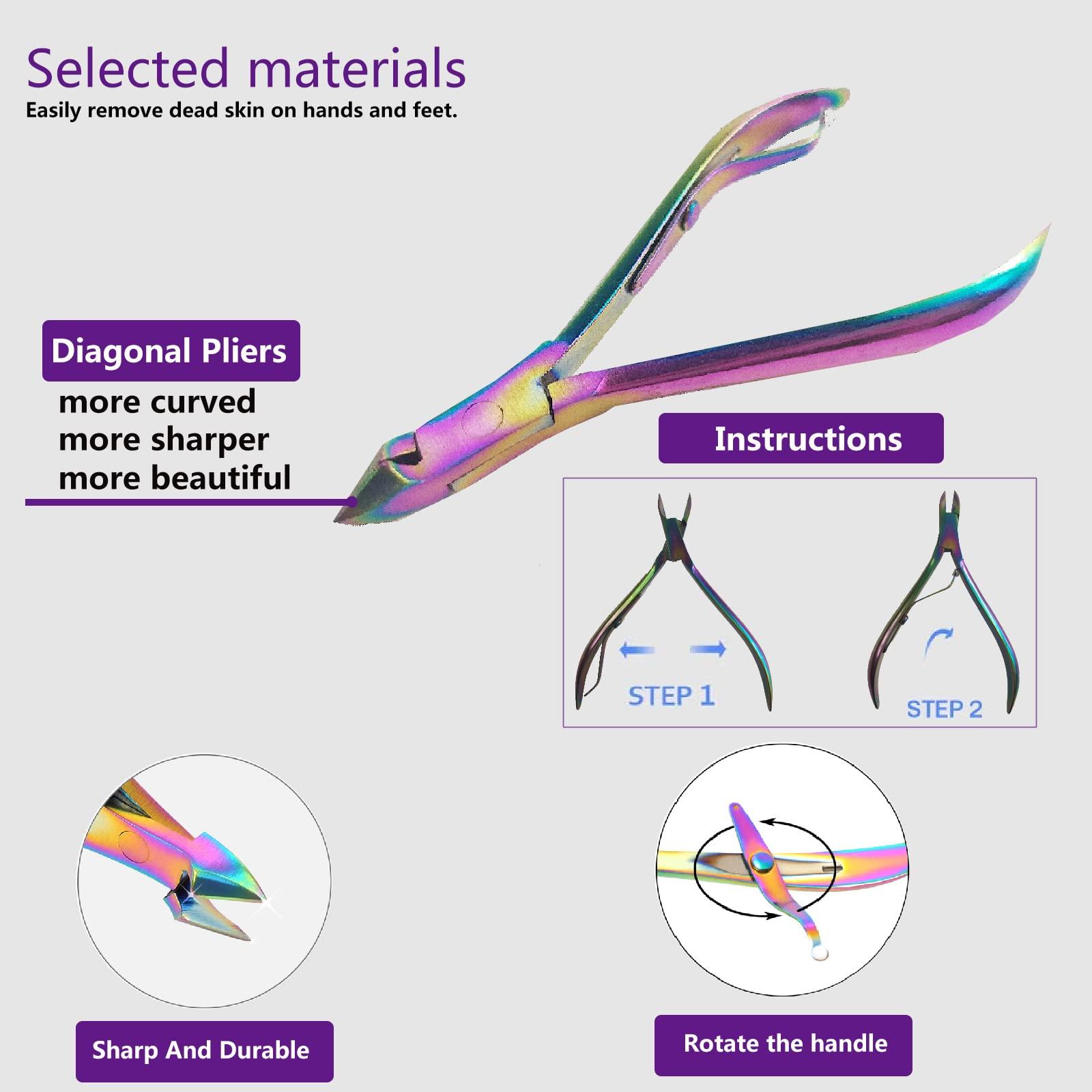 SFYDOM Manicure Set Professional Nail Clippers Kit Pedicure Care Tools- Stainless Steel Women Grooming Kit 18Pcs for Travel or Home (Dot Pattern - Rainbow)