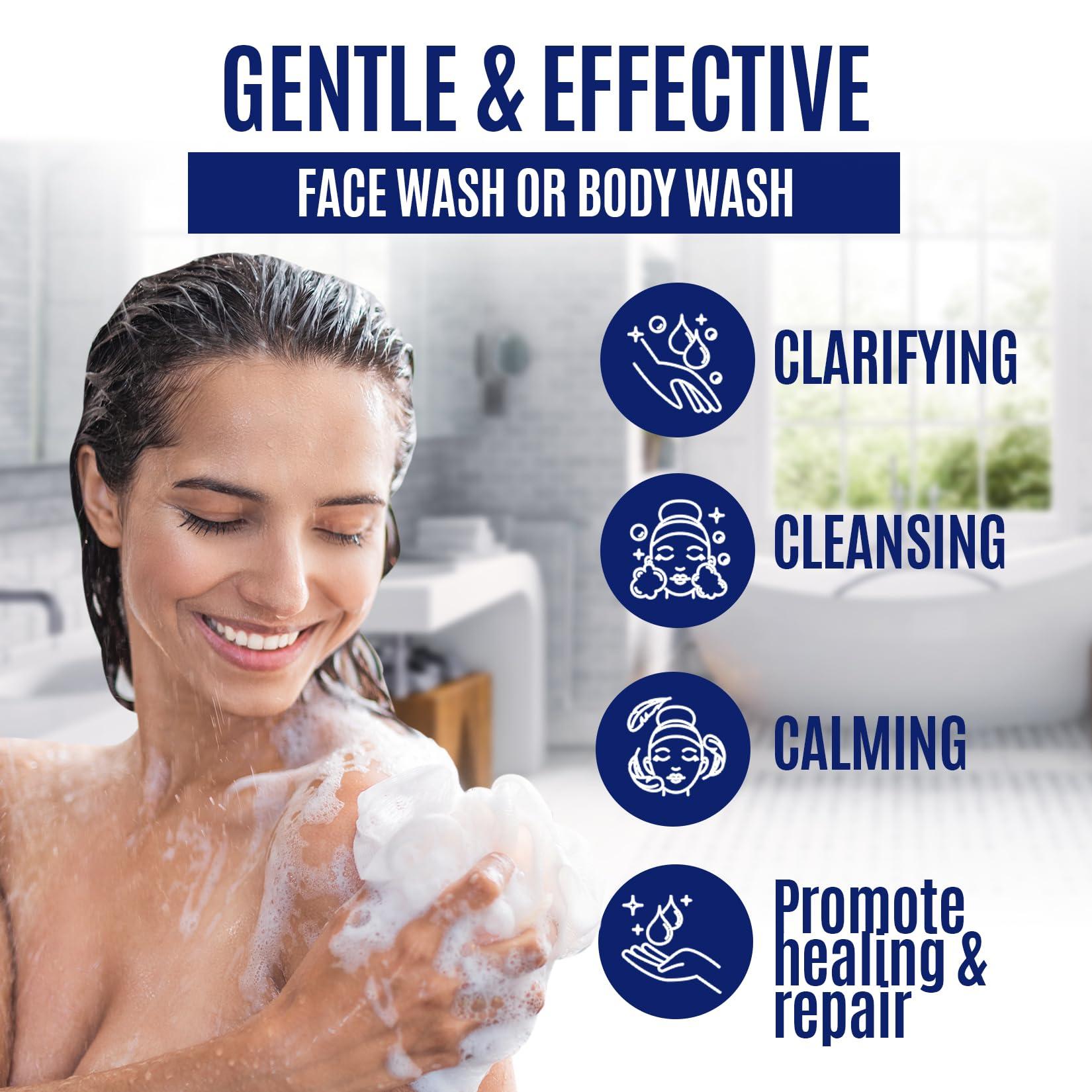 Natrulo Pyrithione Zinc Face Wash | 2% ZnP Zinc Soap Skin Therapy Body Cleanser for Acne, Rosacea, Eczema, Dermatitis, Psoriasis, Itching | Cleansing, Calming Facial Wash | Zinc Face & Body Wash Made in USA