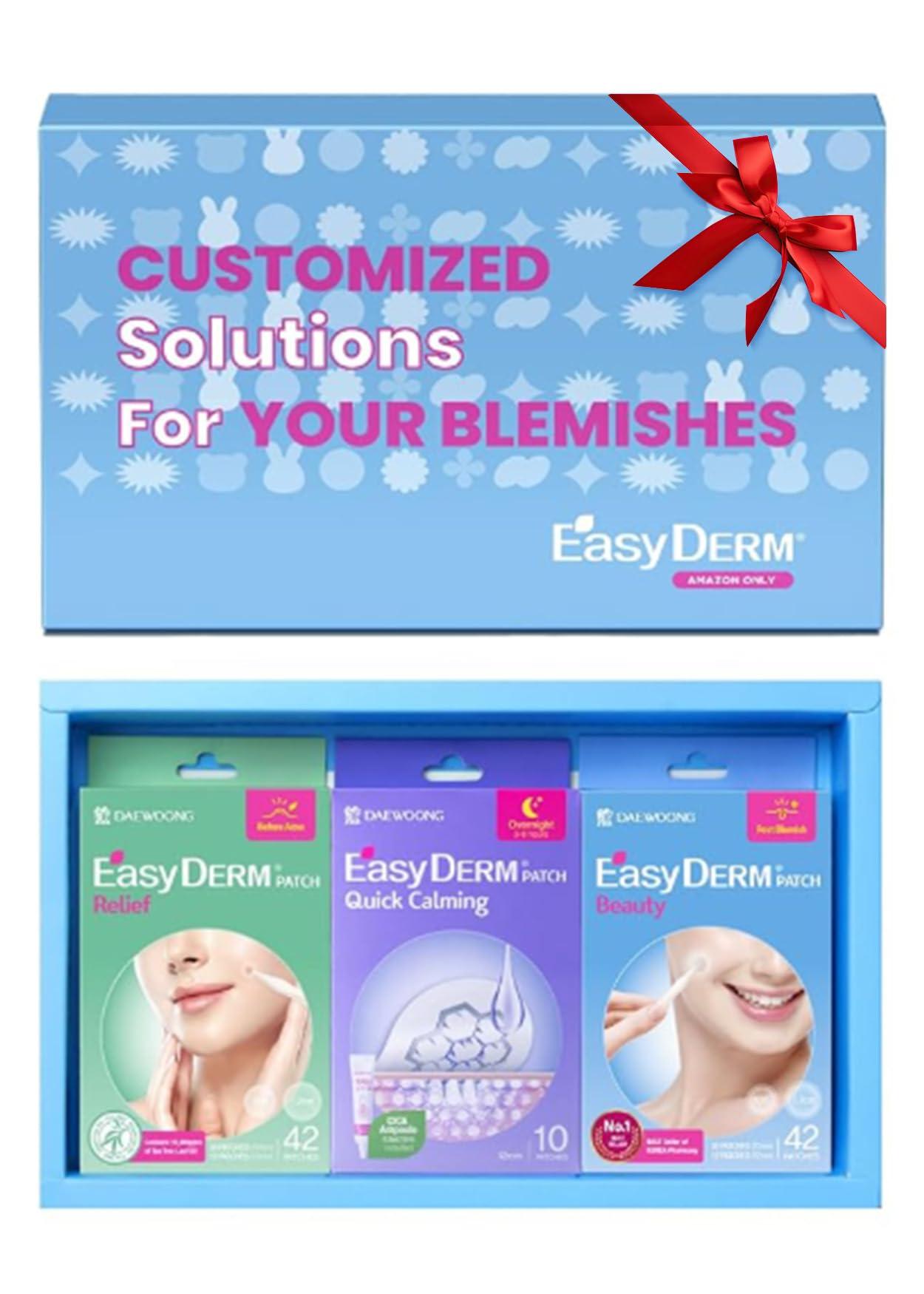 DWEasyDerm EasyDerm 3-Type Pimple Patches Gift Set, Acne care soluution, Korean Spot Patch to Cover ZitsQuick Calming(10ea) + Relief(42ea) + Beauty Patches(42ea)Teen girl gifts trendy stuff