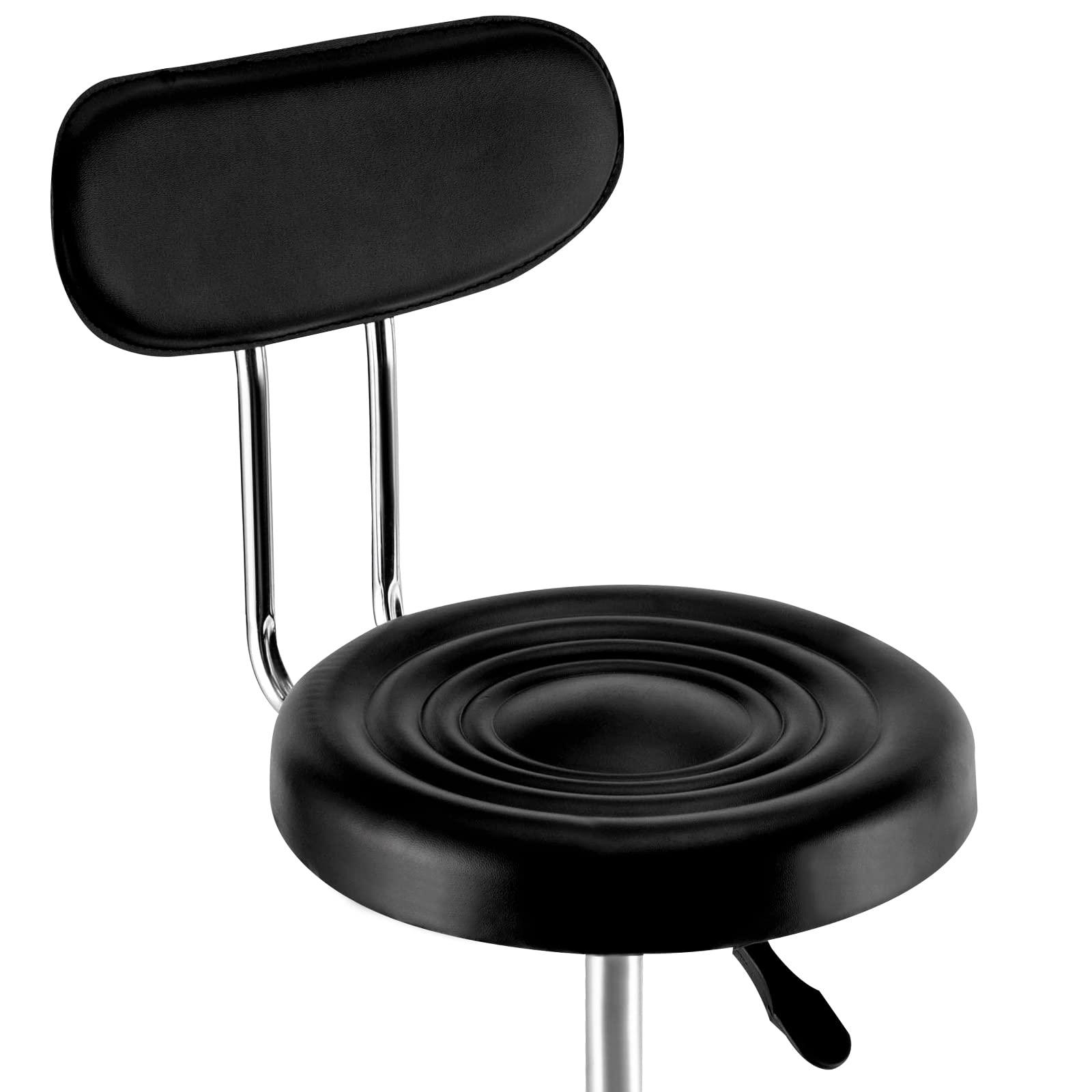 QIUTMER QIUTMER Chair Stool Salon Chair with 360 Swivel Seat Height Adjustable High Barber Cutting Stools with Backrest Black for Home Office Barber Shop